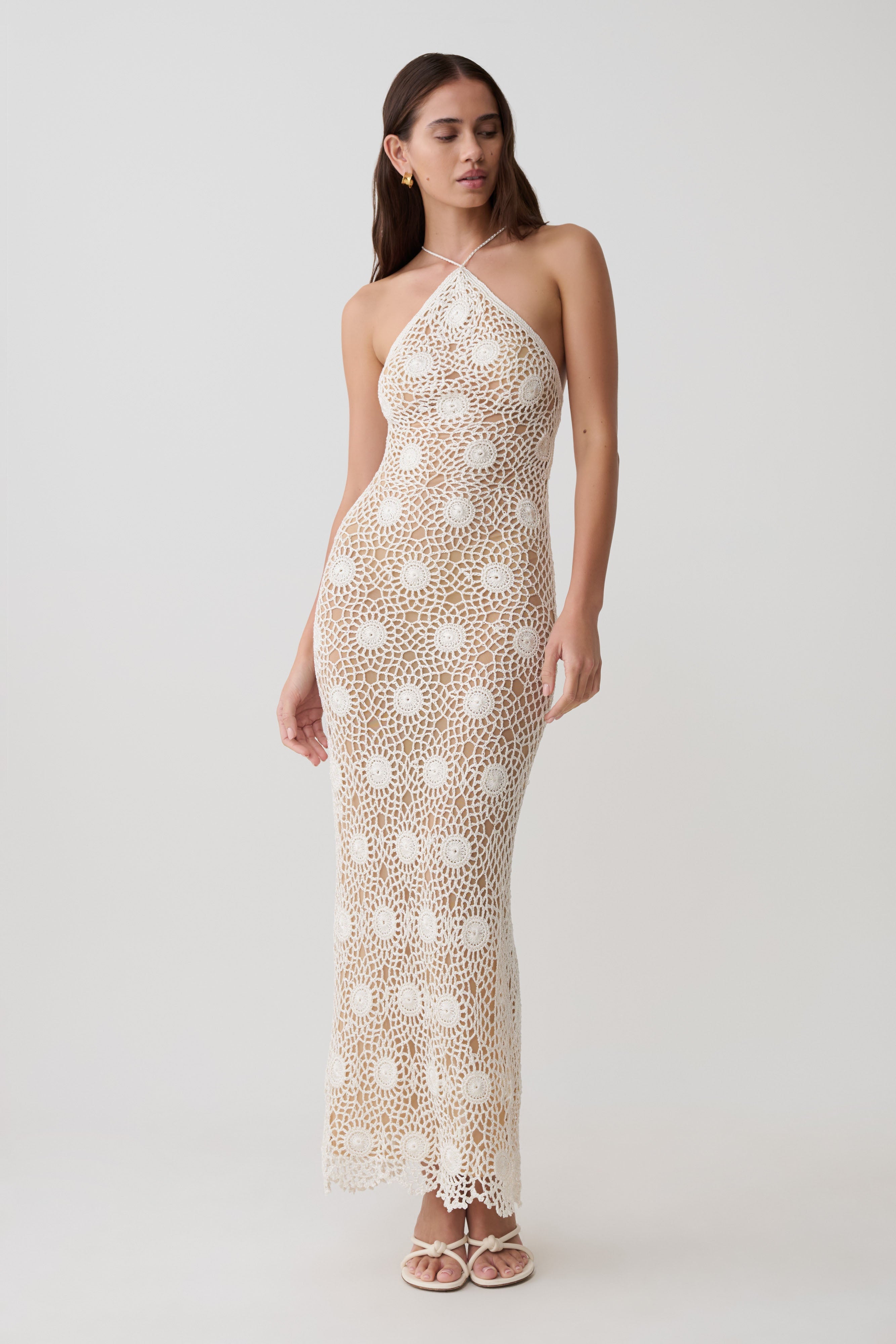 Sam Halter Hand Crochet Maxi Dress - Ivory | MESHKI US