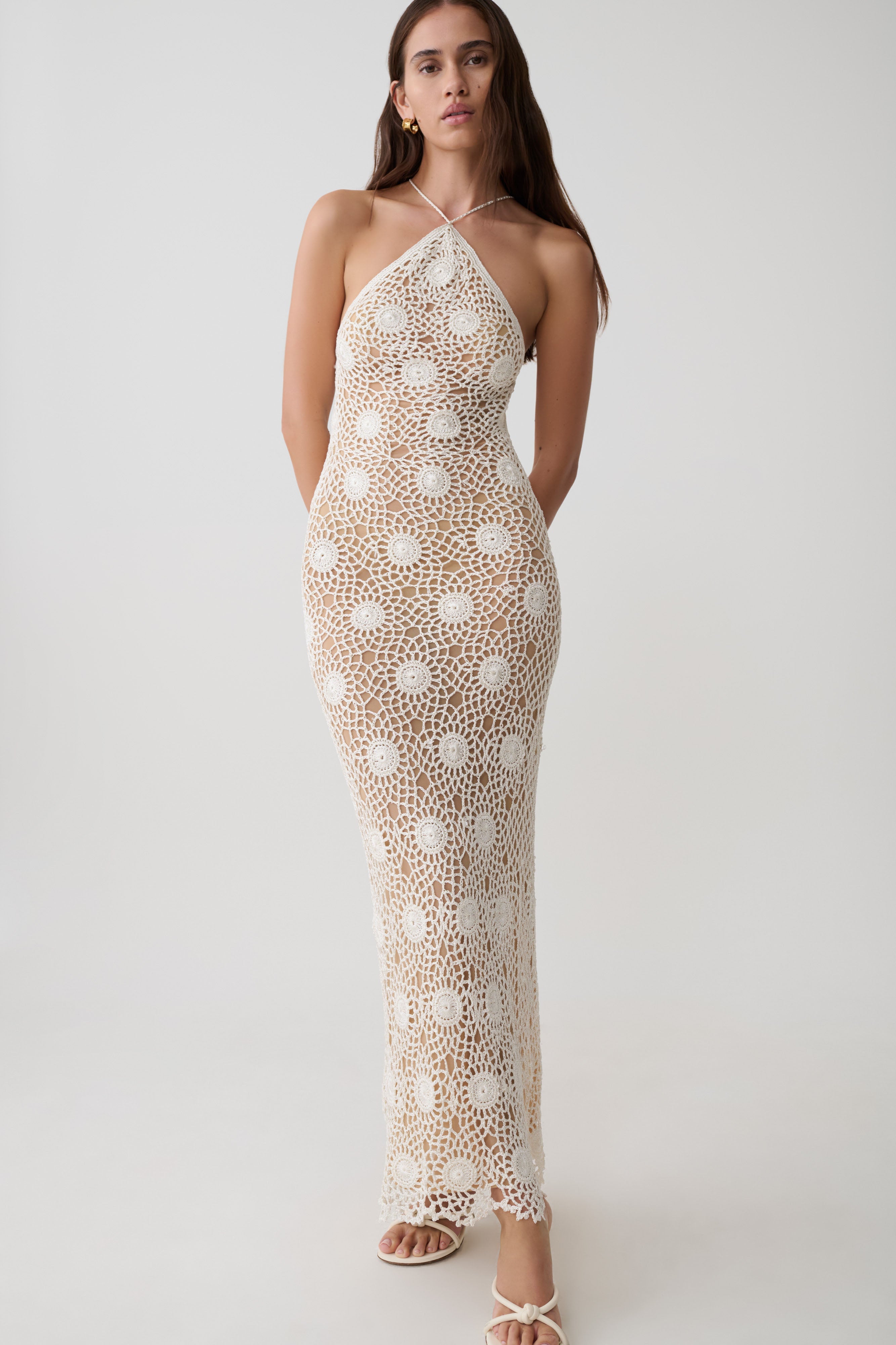 Sam Halter Hand Crochet Maxi Dress - Ivory | MESHKI US