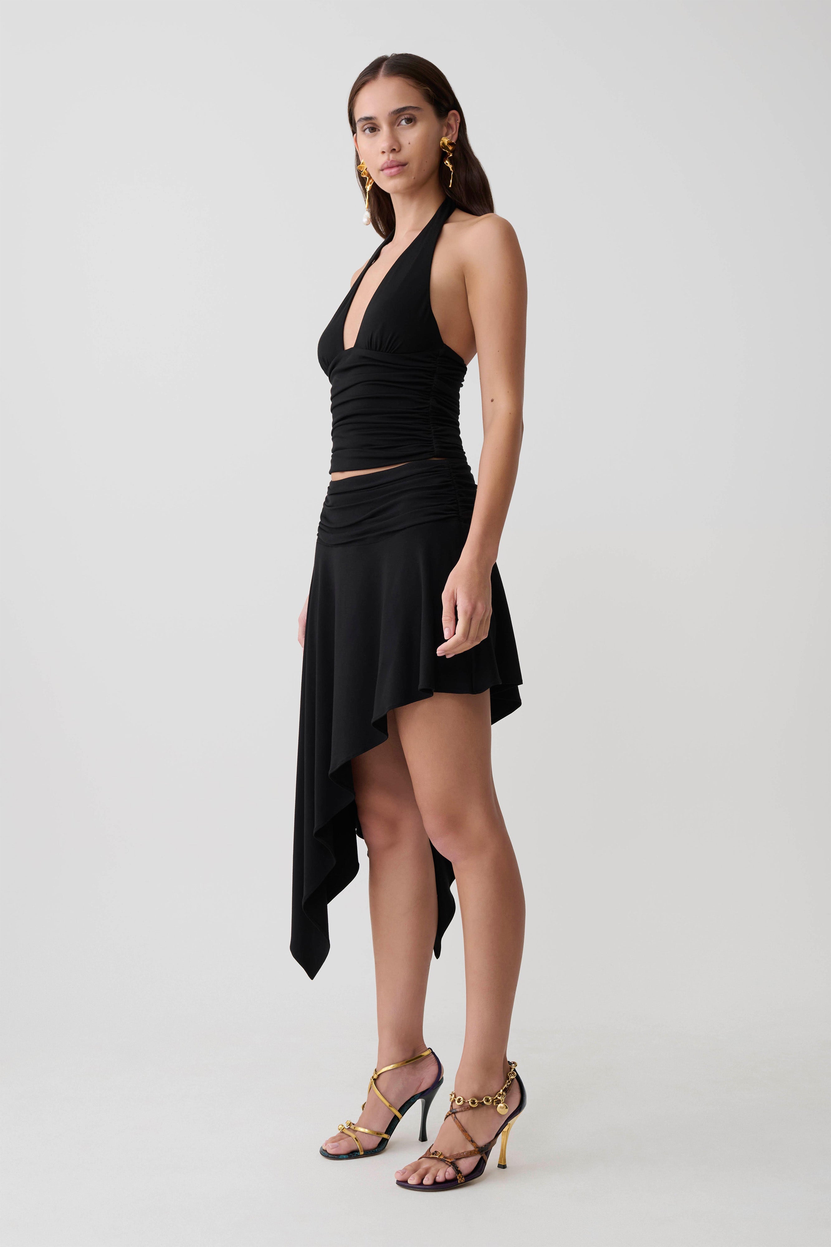 Lilah Devore Midi Skirt - Black | MESHKI US
