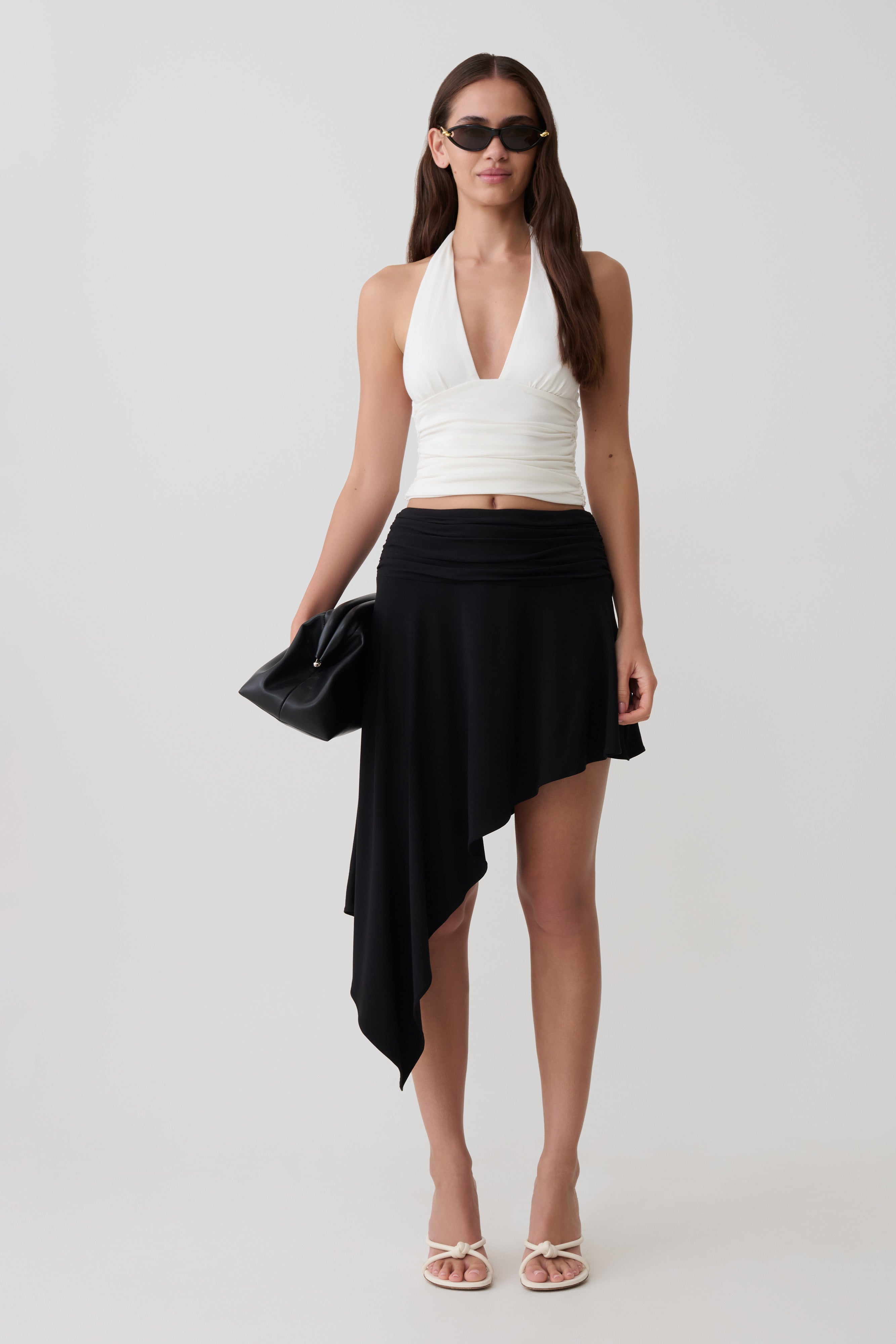 Talise Modal Hankie Midi Skirt - Black | MESHKI US