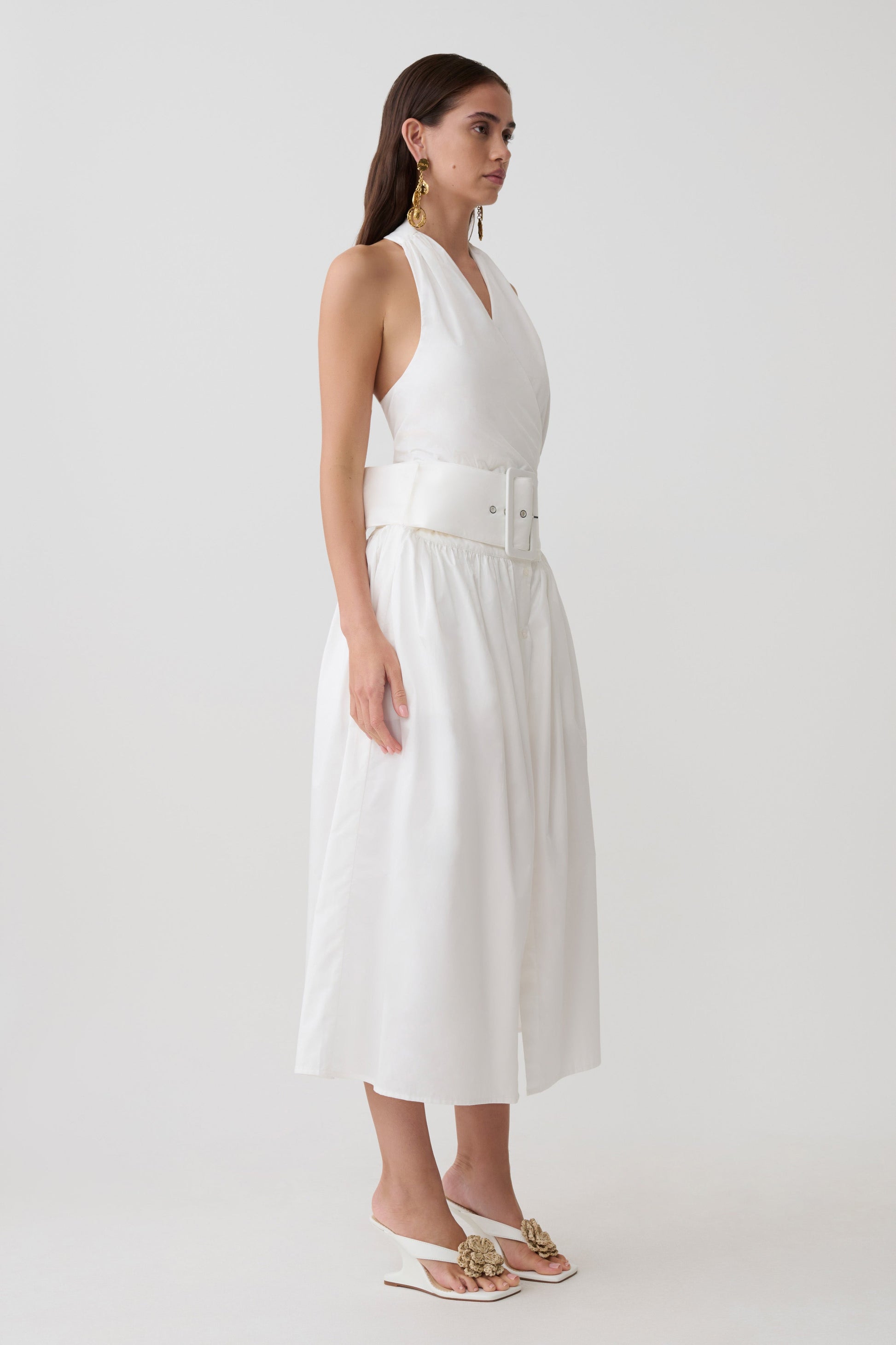 Emery Multi/Wear Cotton Midi Dress / White | MESHKI