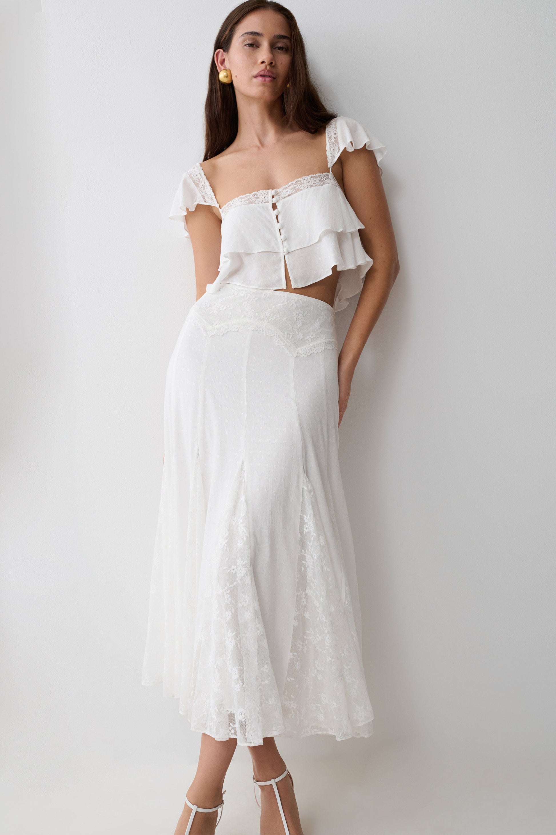Skylar Lace Sleeveless Crop Top - White #7