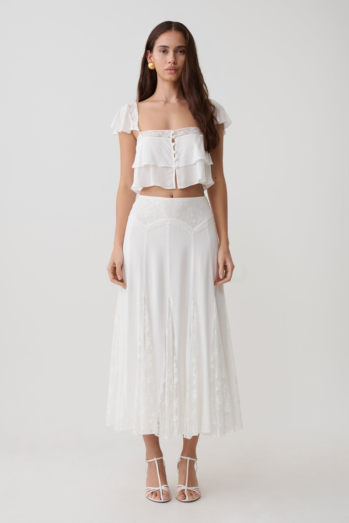 Skylar Lace Sleeveless Crop Top - White