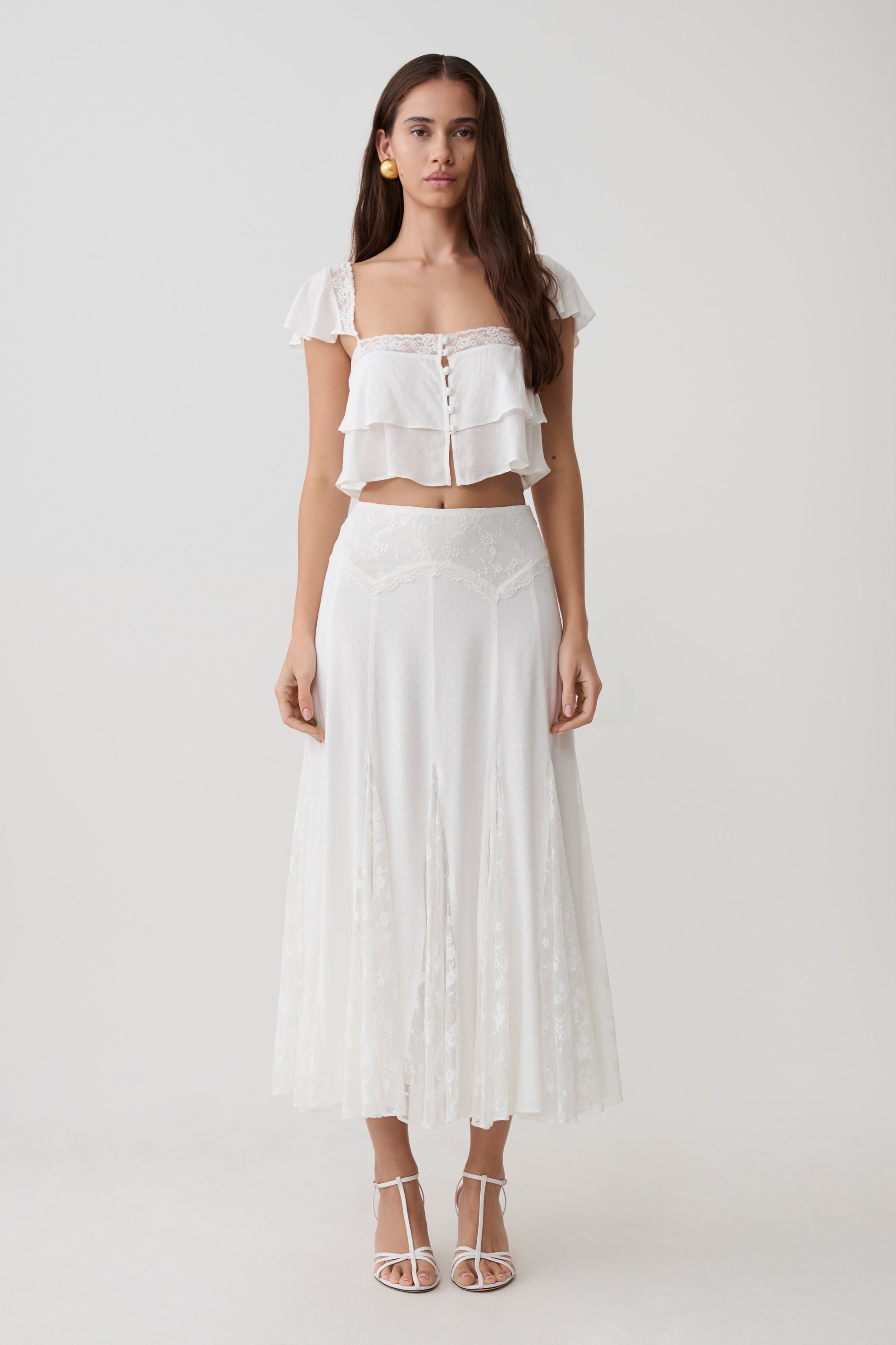 Skylar Lace Sleeveless Crop Top - White #5