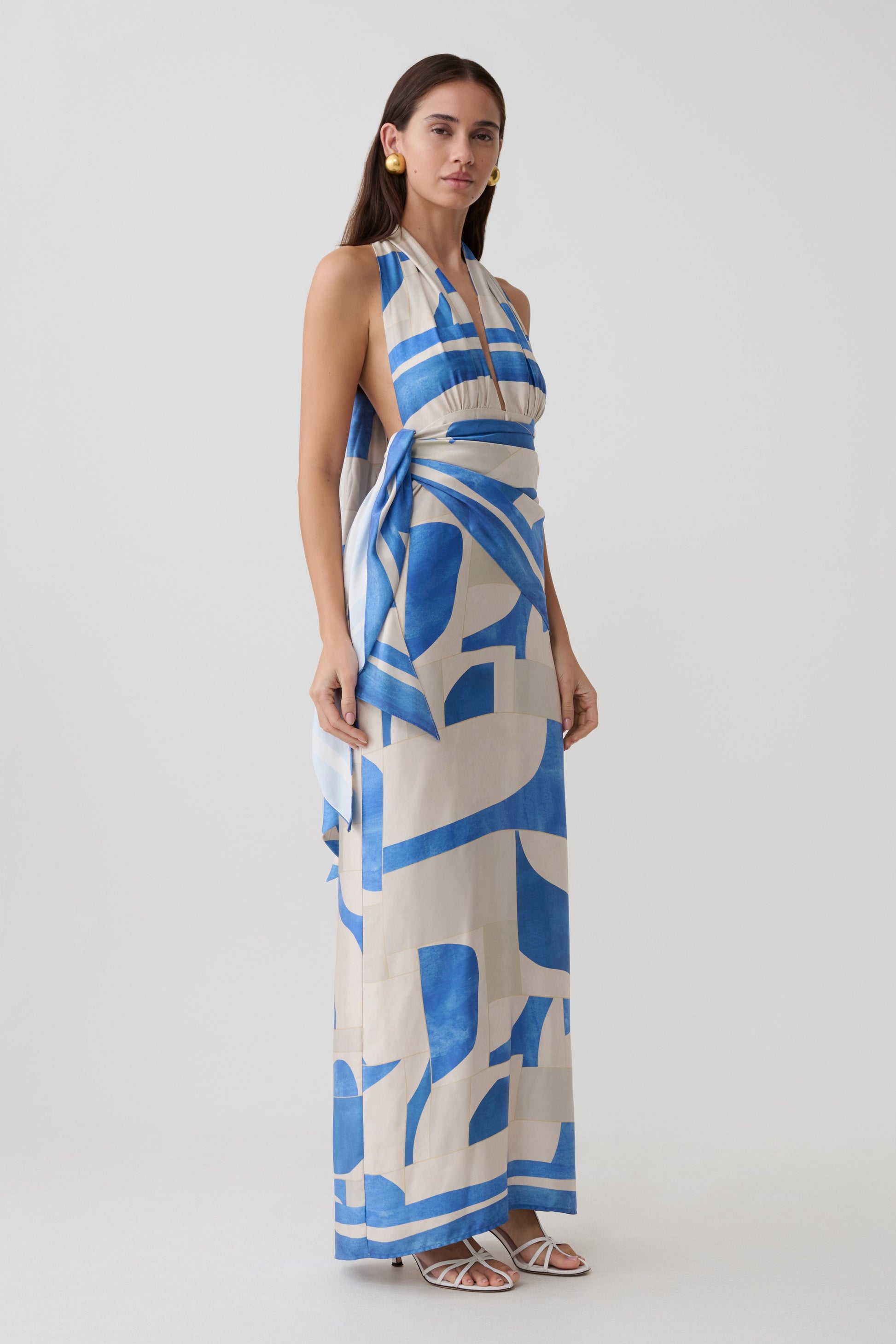 geo maxi dress Cupshe Instigate Geo Maxi Dress - Blue