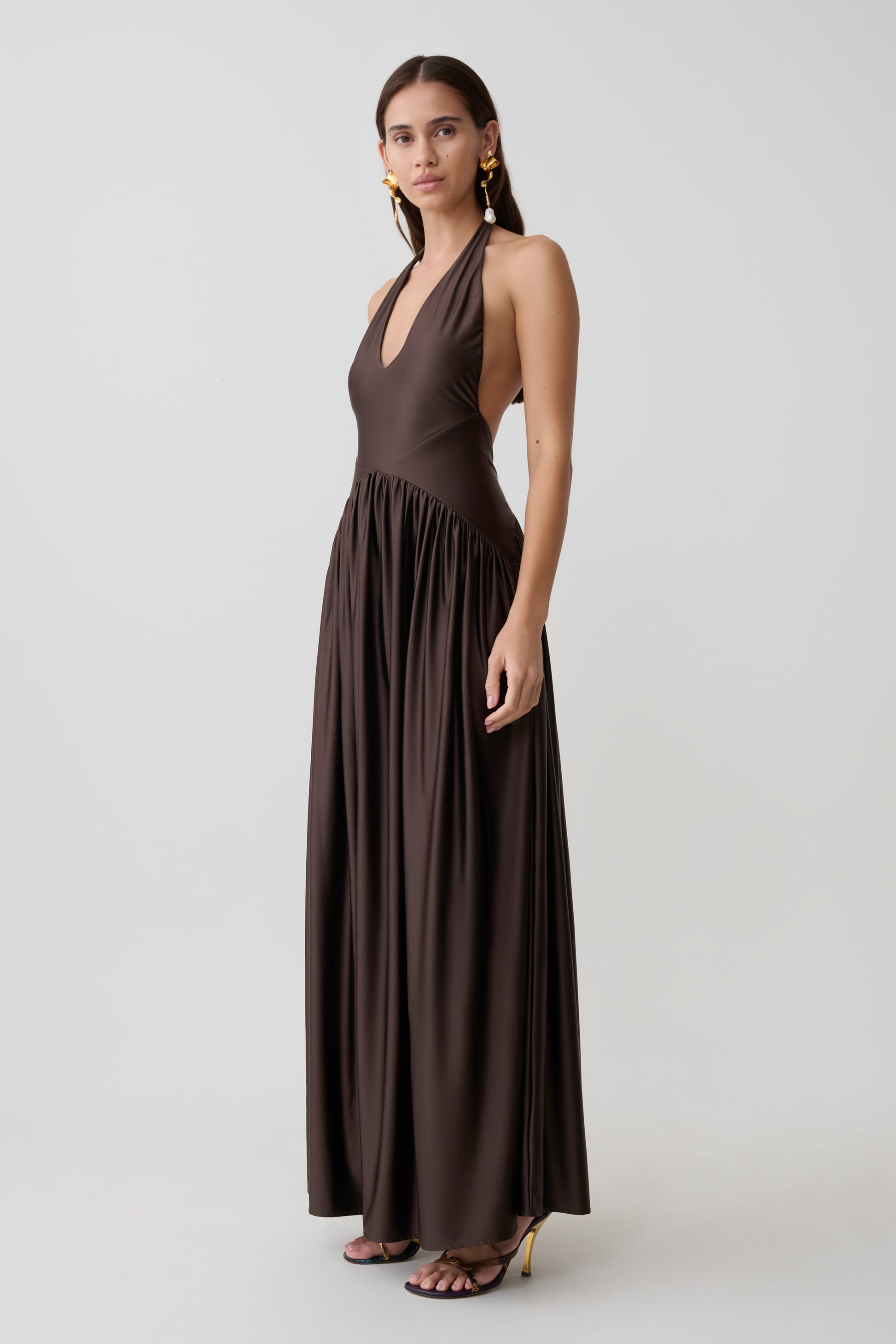 Cypress Halter Maxi Dress - Chocolate #5
