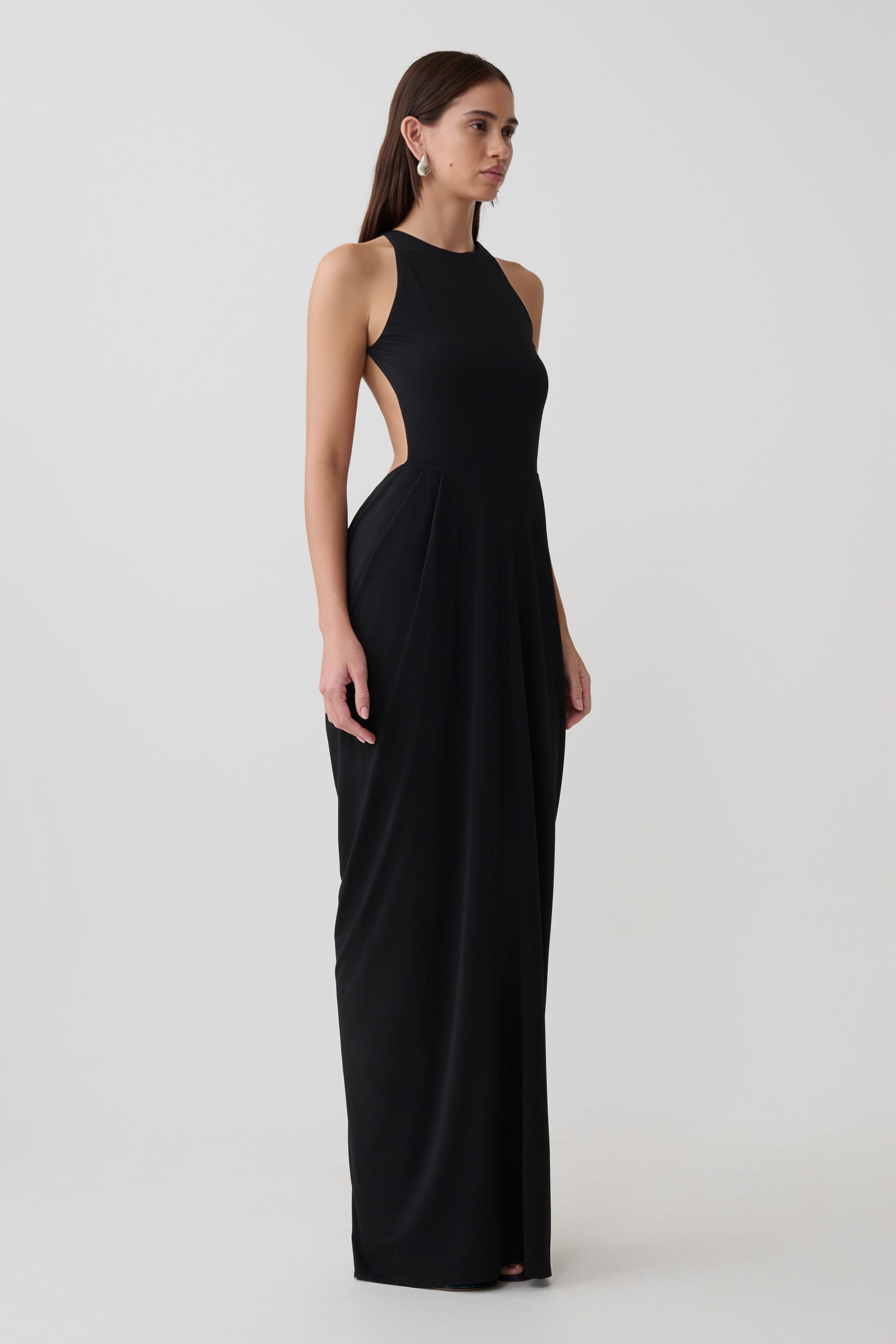 Bahari Low Back Halter Maxi Dress - Black Bahari Low Back Halter Maxi Dress - Black