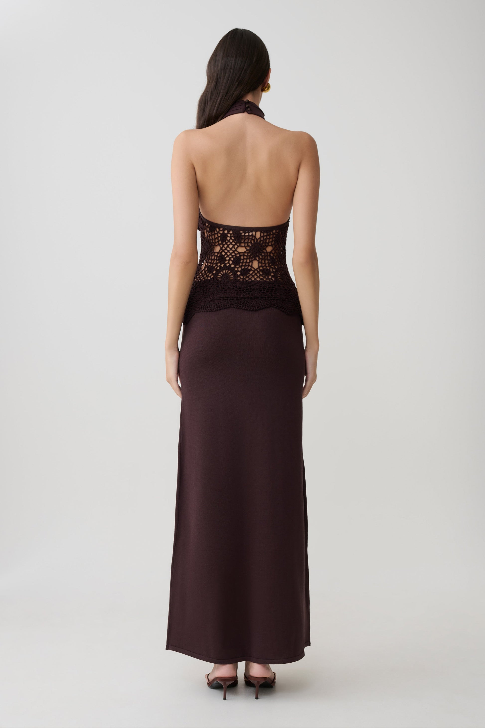 Tessie Knit & Crochet Maxi Dress - Dark Chocolate #2