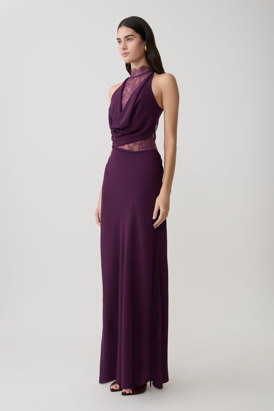 purple dresses Ladivine CD340 Size 10 Nova Long Satin Overskirt Prom Dress Formal Pageant Gown fitted ruched Make a statement with this must Purple Dresses - Shop Online