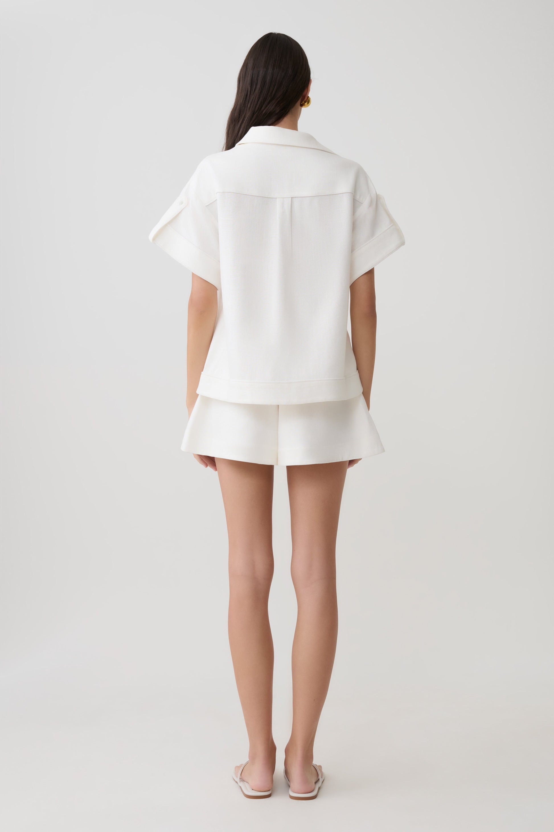 Selena Linen Short Sleeve Shirt - White #5