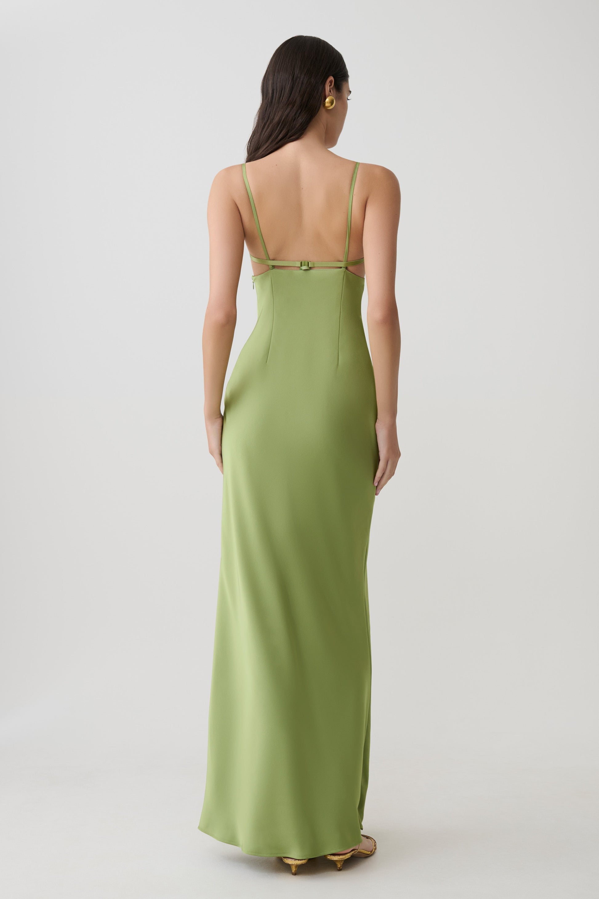 Fiorella Embellished Satin Maxi Dress / Pistachio | MESHKI