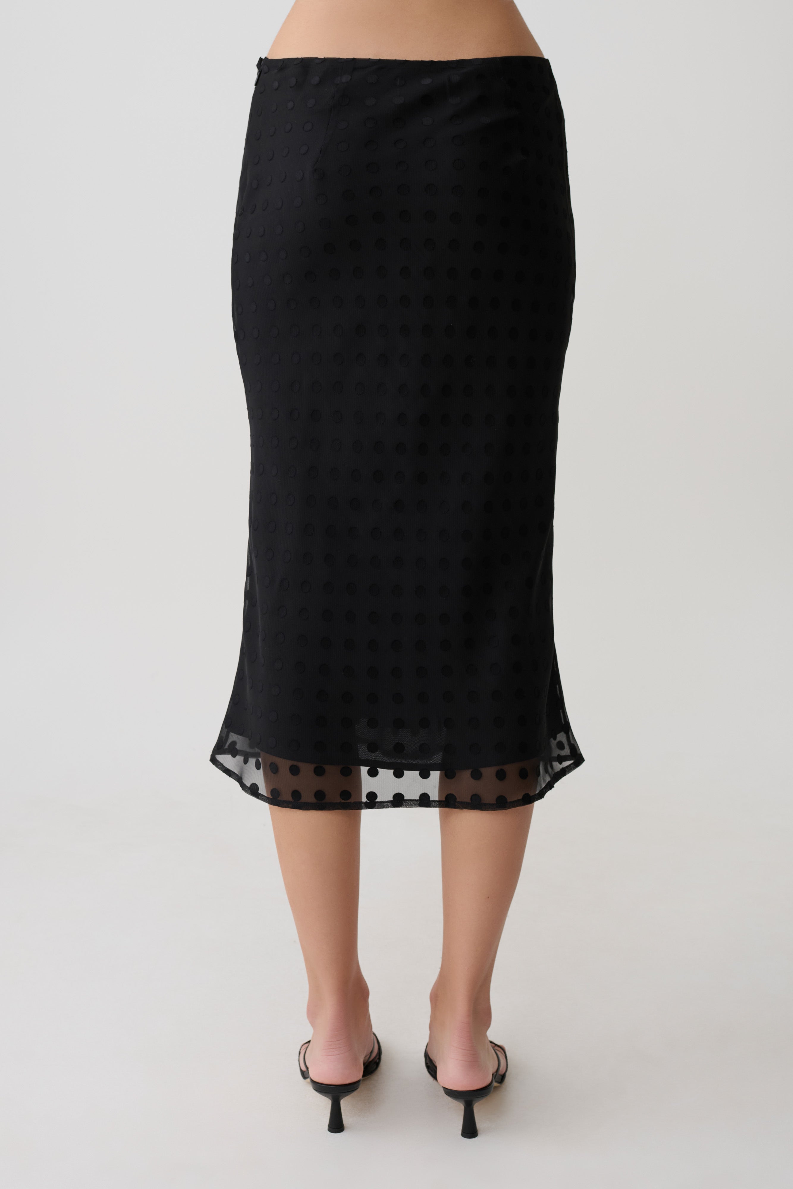 Lilah Devore Midi Skirt - Black | MESHKI US