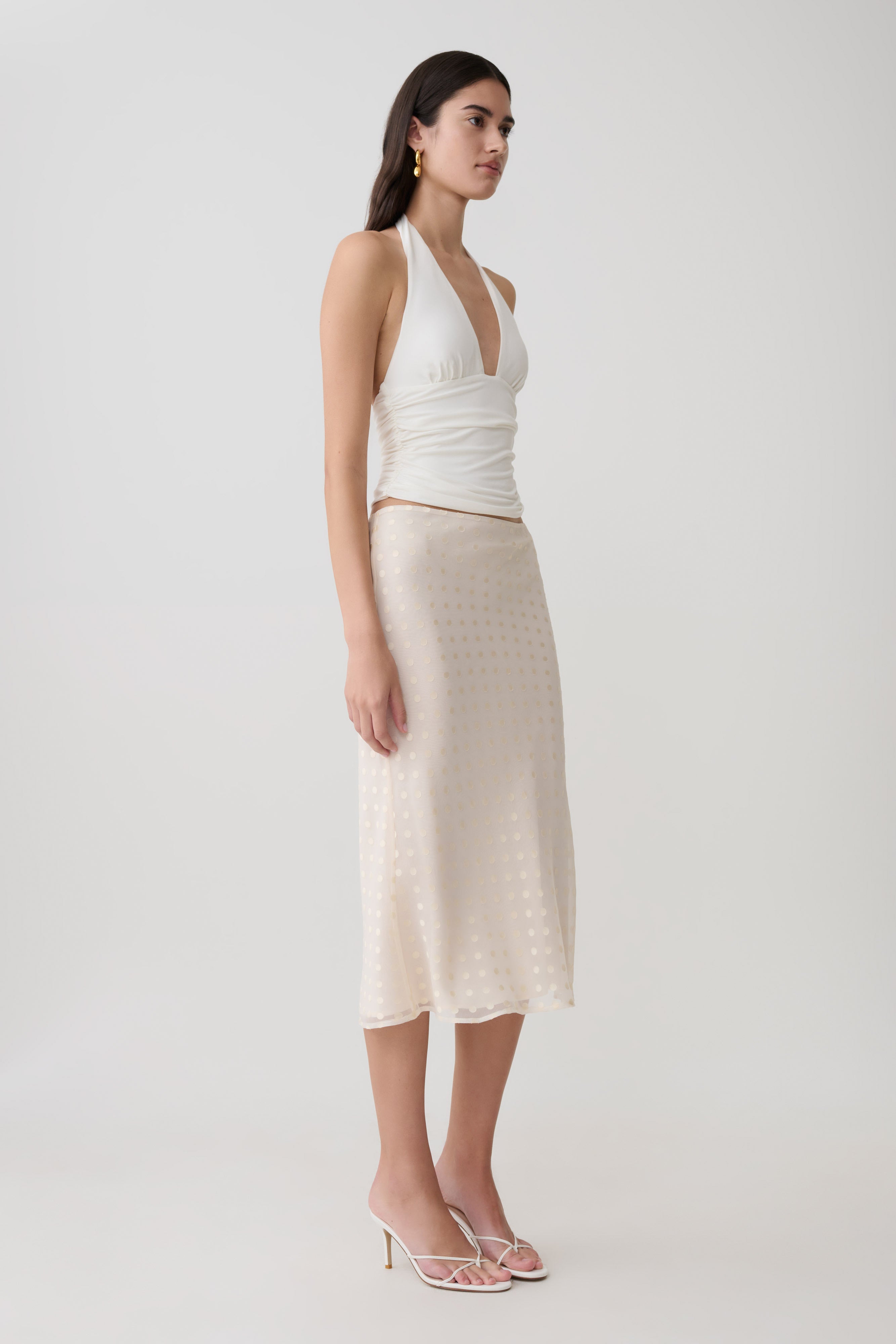 Lilah Devore Midi Skirt - Ivory | MESHKI US