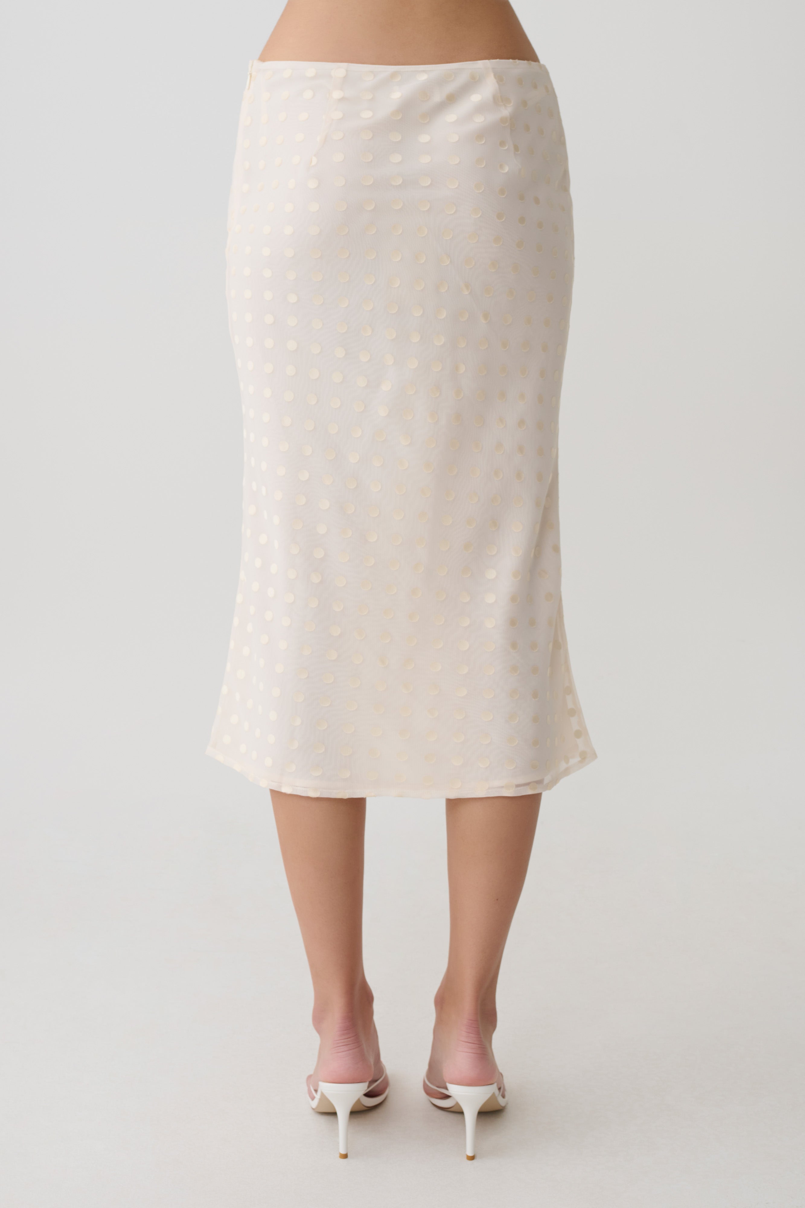 Lilah Devore Midi Skirt - Ivory | MESHKI US