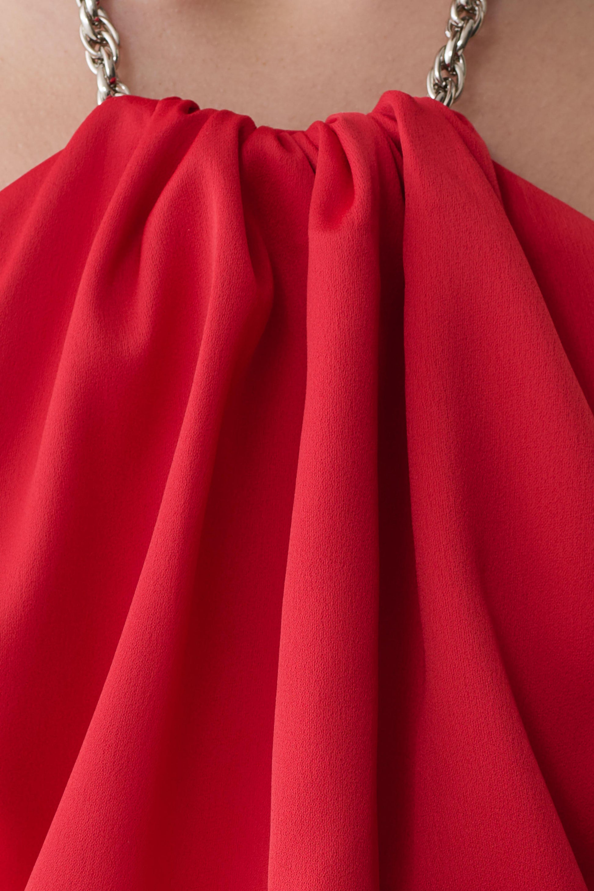 meshki red satin dress Elina Satin Necklace Maxi Dress - Red