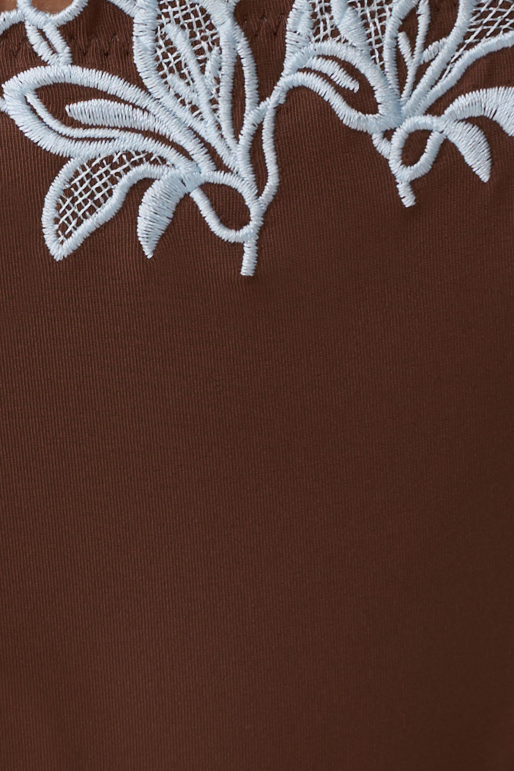 Bloom Embroidered Bikini Bottom - Chocolate With Pale Blue Embroidery #9