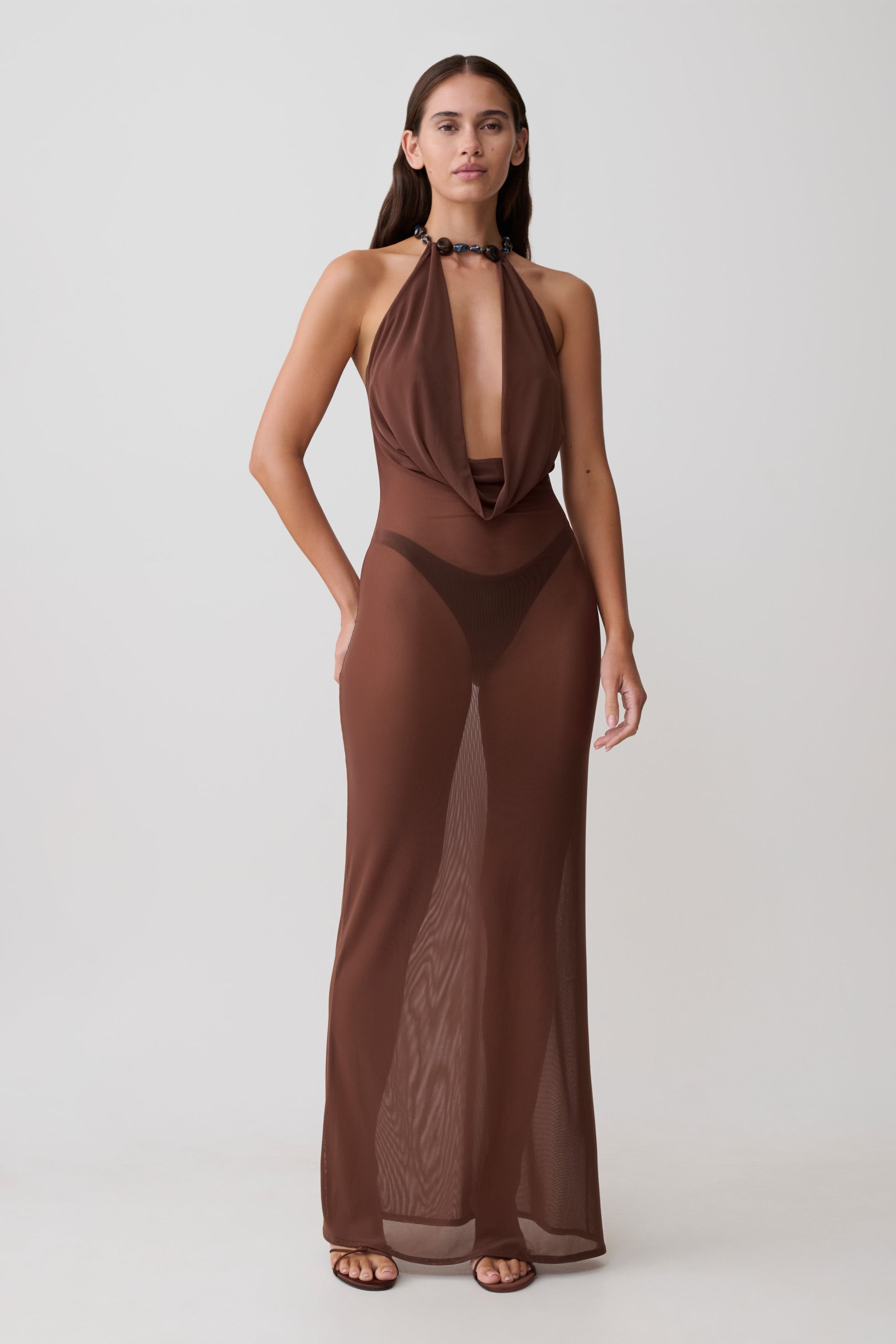 cocoa mesh dress Vestido Mini de Malla Coco - Chocolate