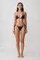 Woman wearing a black bikini set.