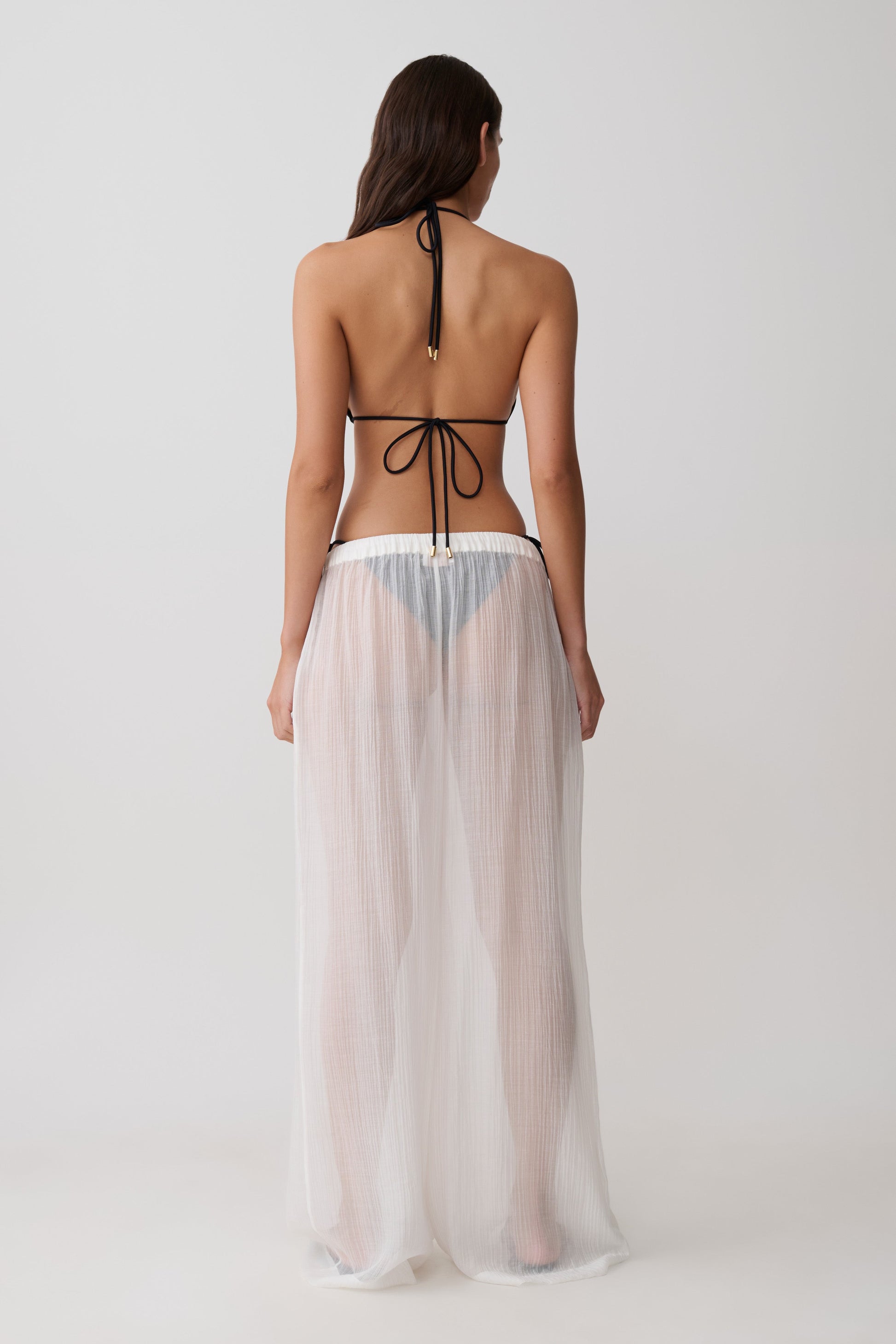 Leilani Sheer Drawstring Wide Leg Pants - Ivory #2