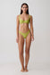 Woman wearing a green bikini set.
