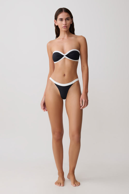 Isla Thong Bikini Bottom - Black/White