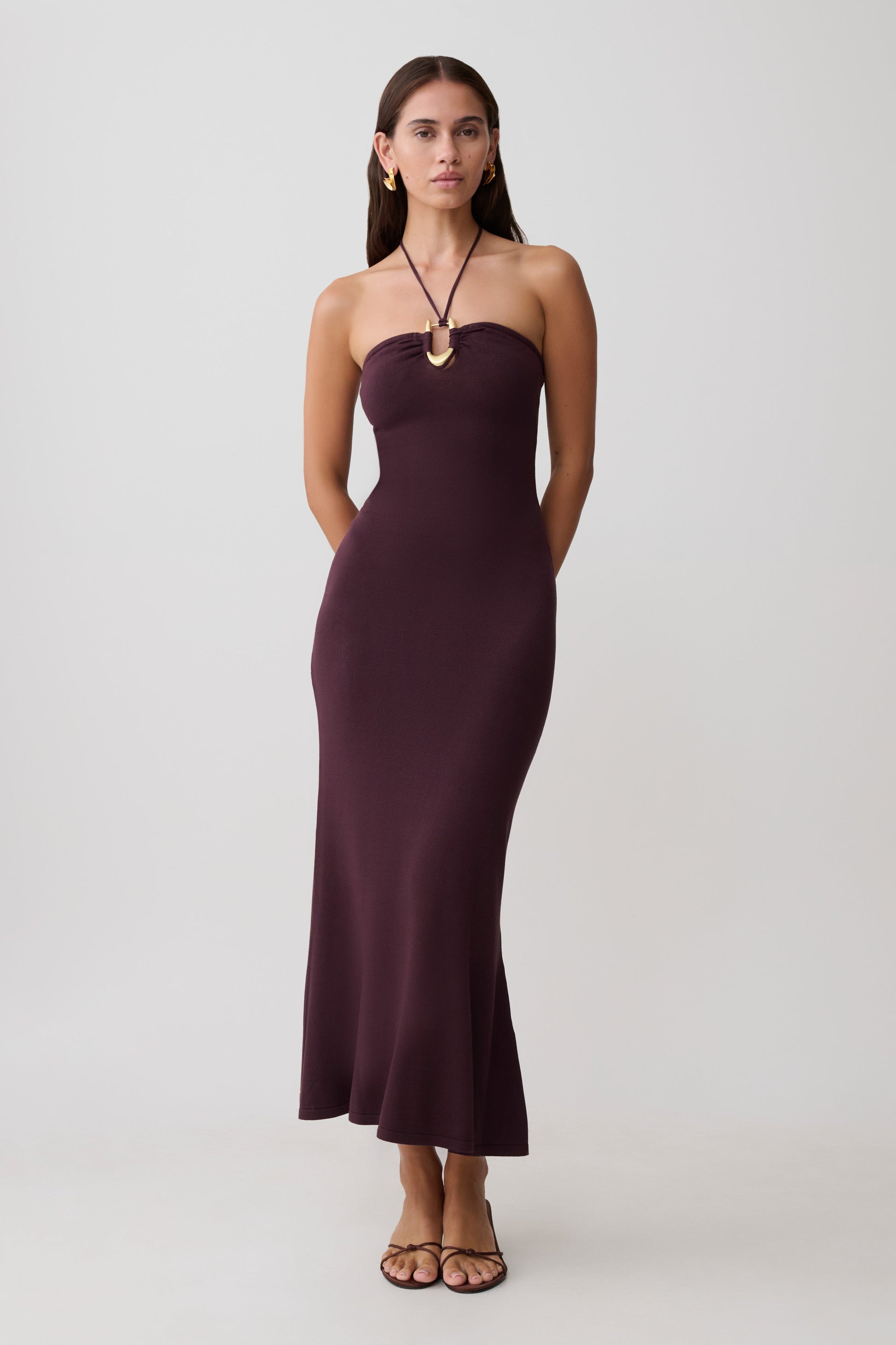 Dimitri Knit Midi Dress / Chocolate | MESHKI
