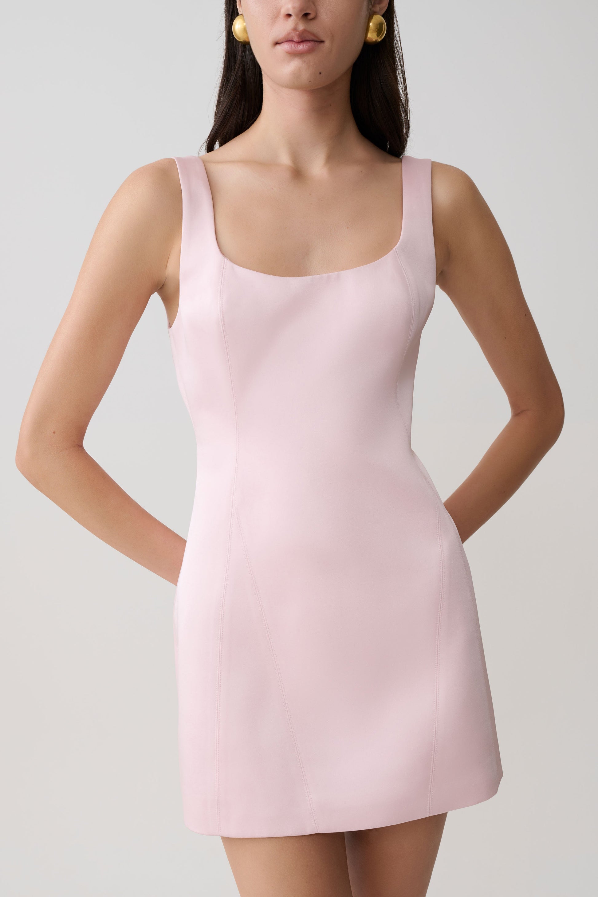 strapless open back dress Beth Satin Mini Dress - Pale Pink