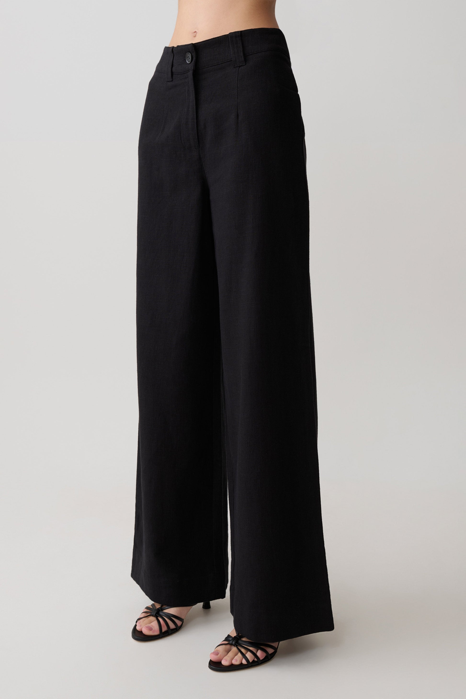 Brielle Straight Leg Linen Pant - Black #3