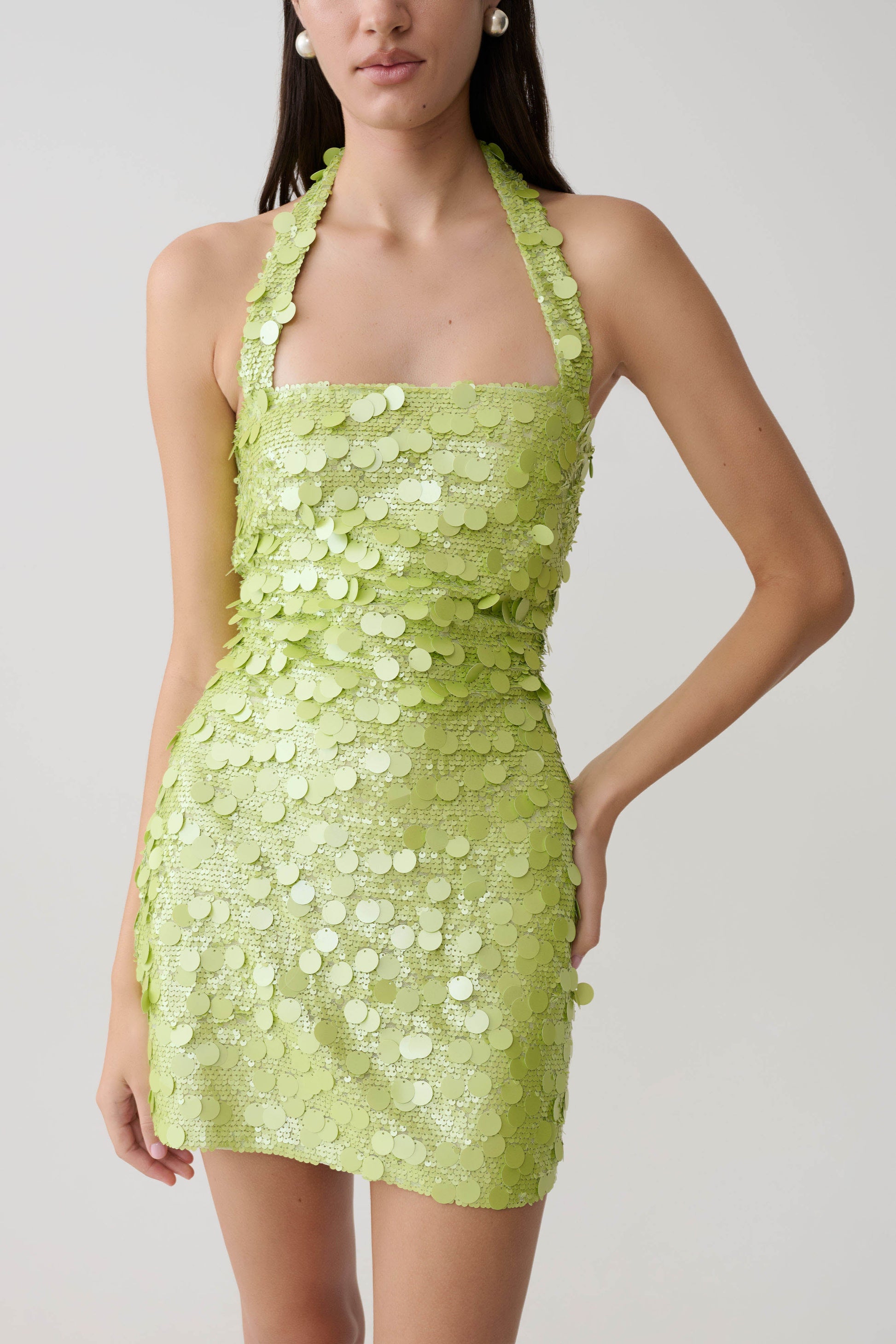 Caralee Sequin Halter Mini Dress - Green