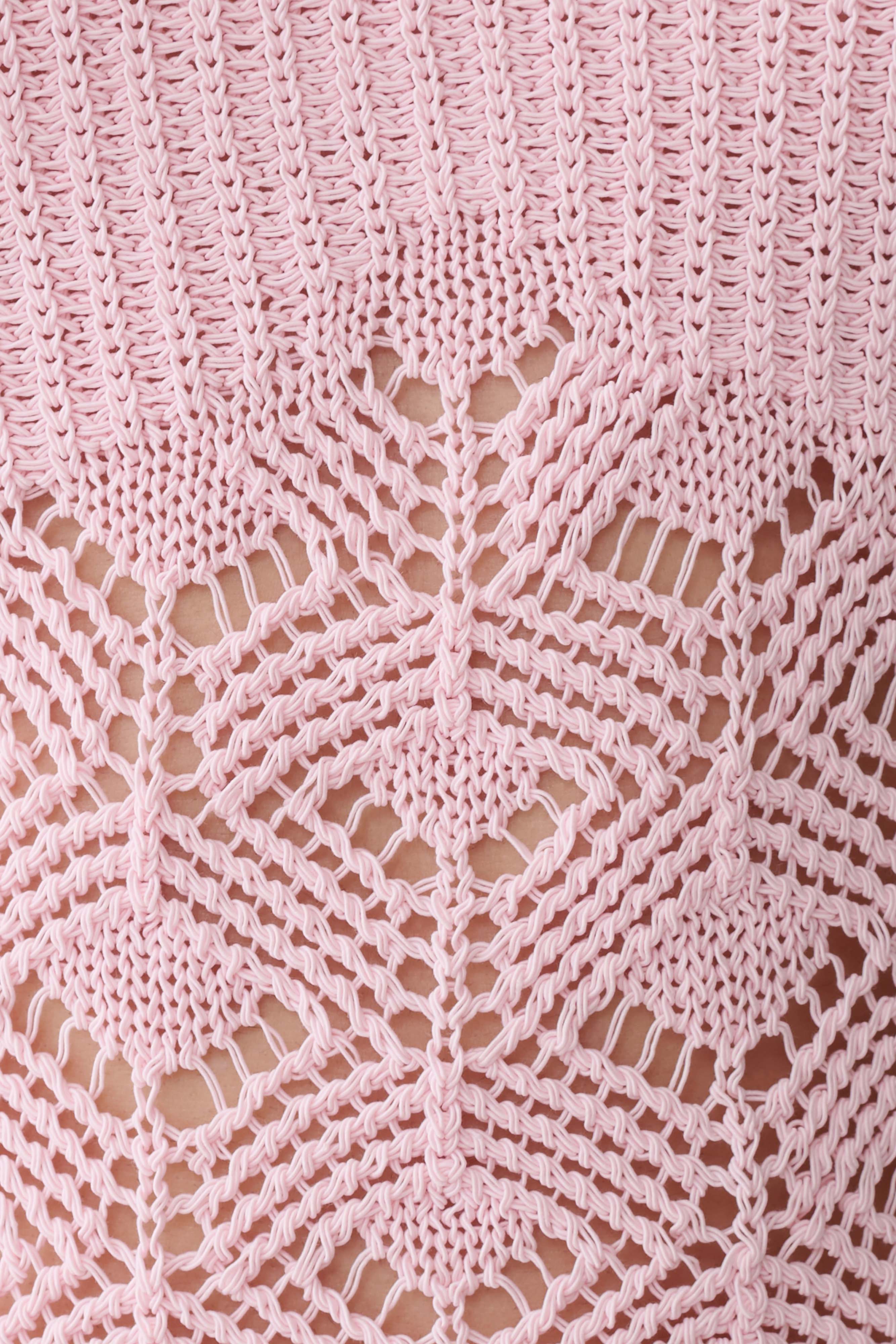 Atlantis Crochet Knit Top - Baby Pink | MESHKI US