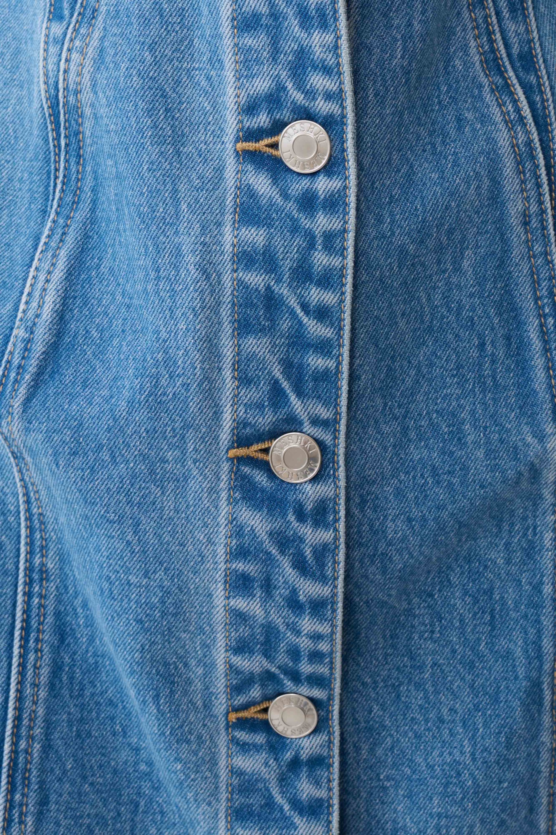 meshki denim dress Penn Button Front Denim Mini Dress - Summer Blue