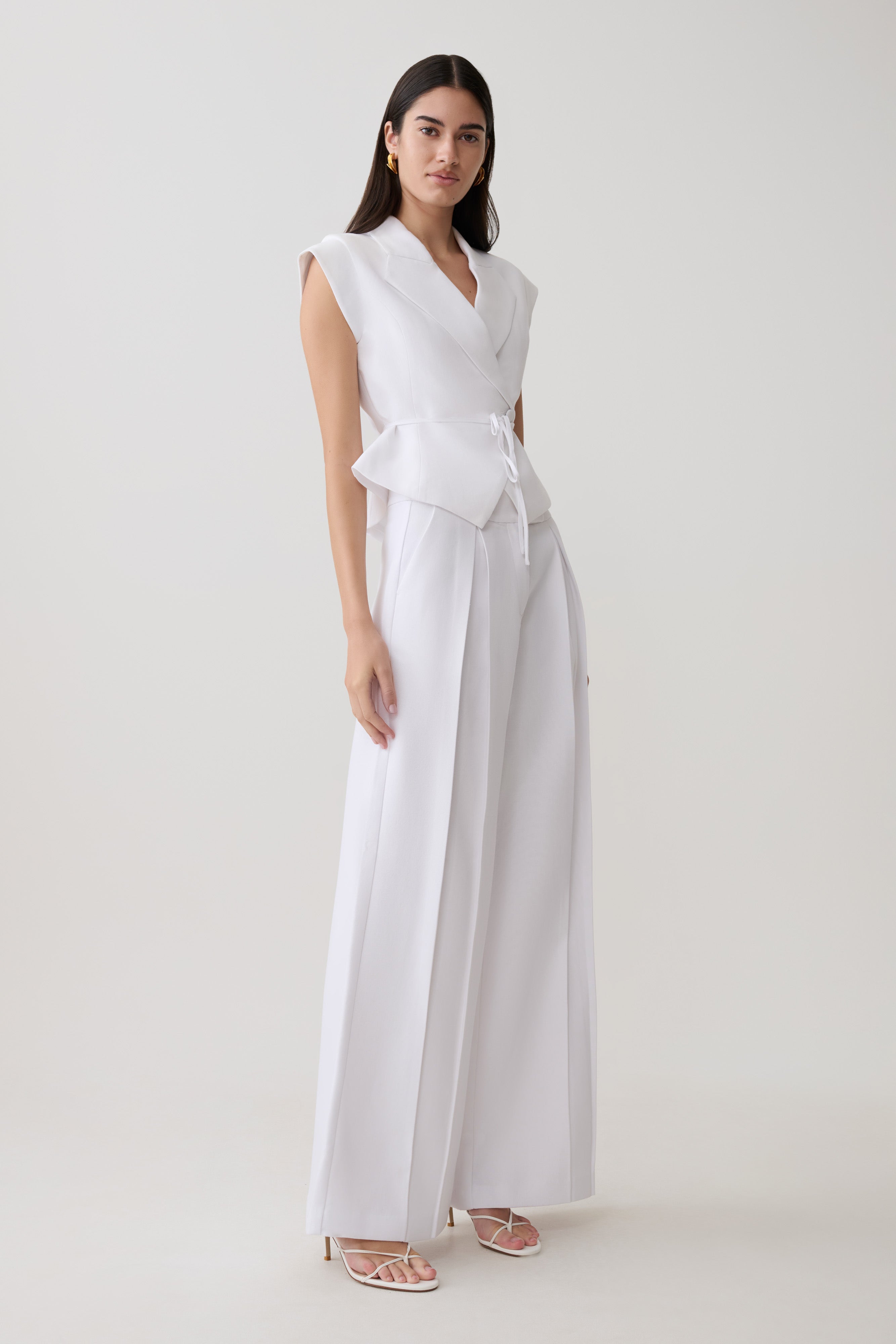 Andina Shortsleeve Linen Top - White | MESHKI US