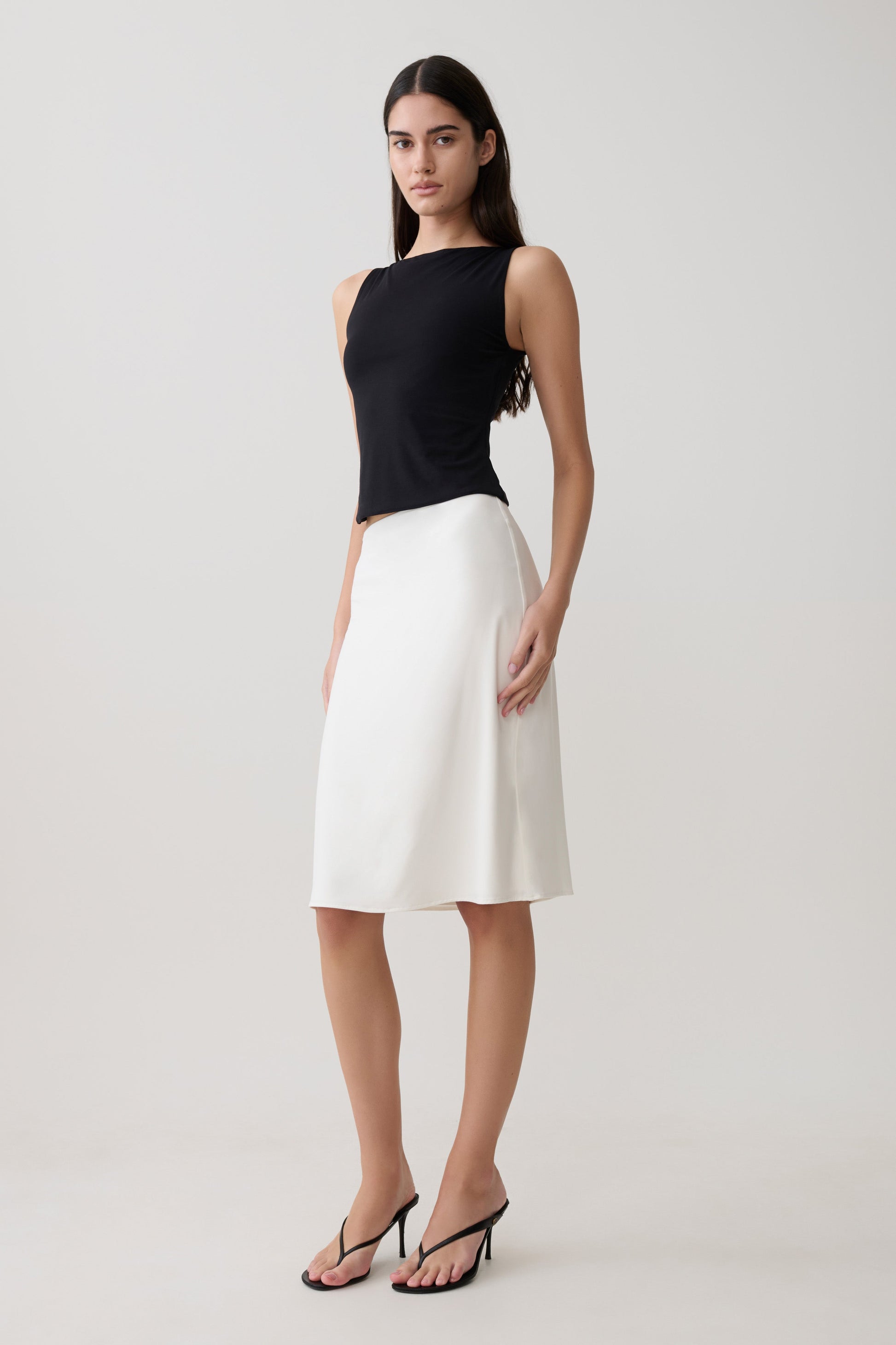 Greer Knee Length Skirt - White #4