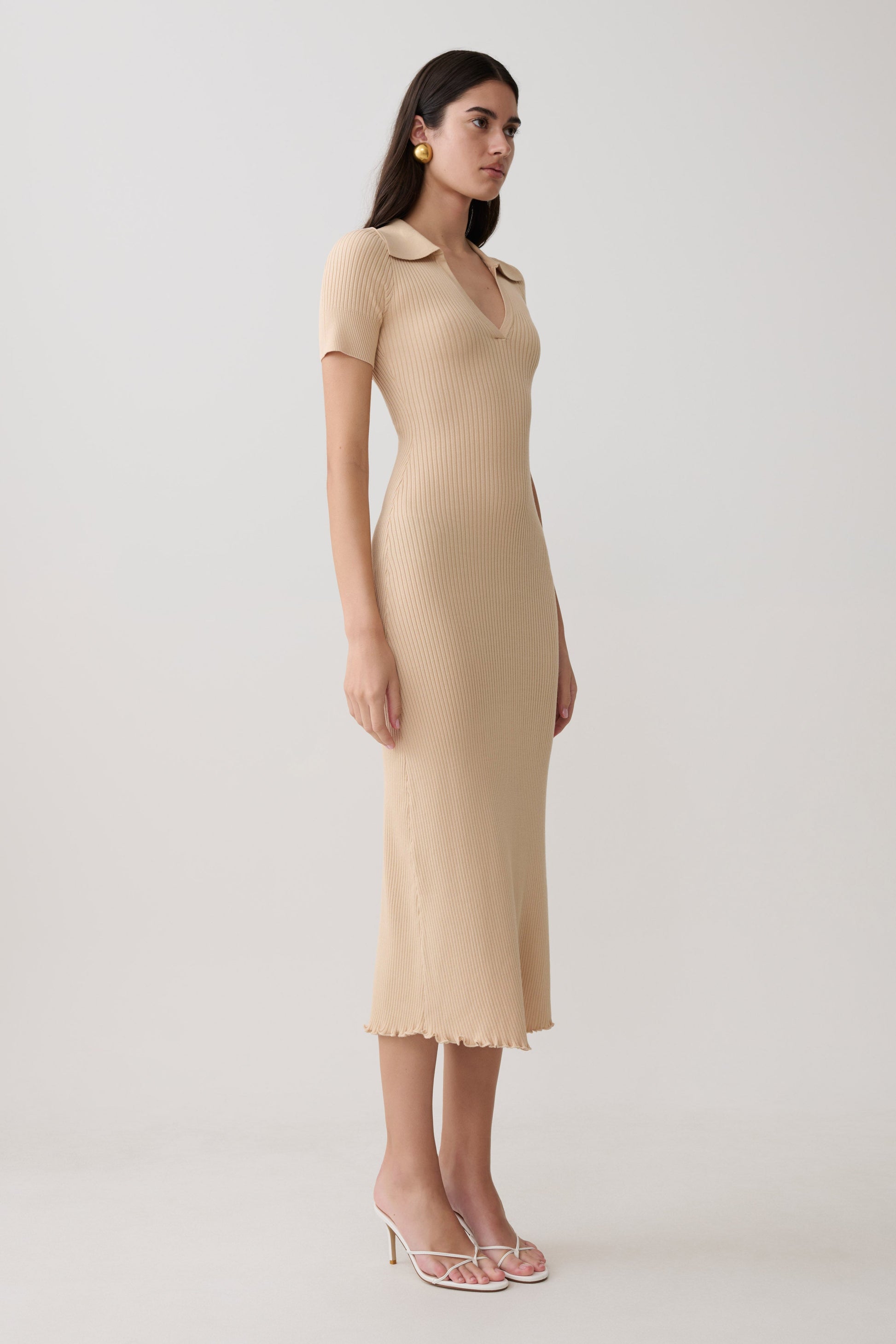 short sleeve knee length dresses Orvila Women Summer Solid Dress V-Neck Button Down A-Line Swing Party Midi Dress (Beige,S) at Amazon Women's Clothing store Sleeve Dress combines everyday comfort with practical style Allegra K Tie Waist Dresses
