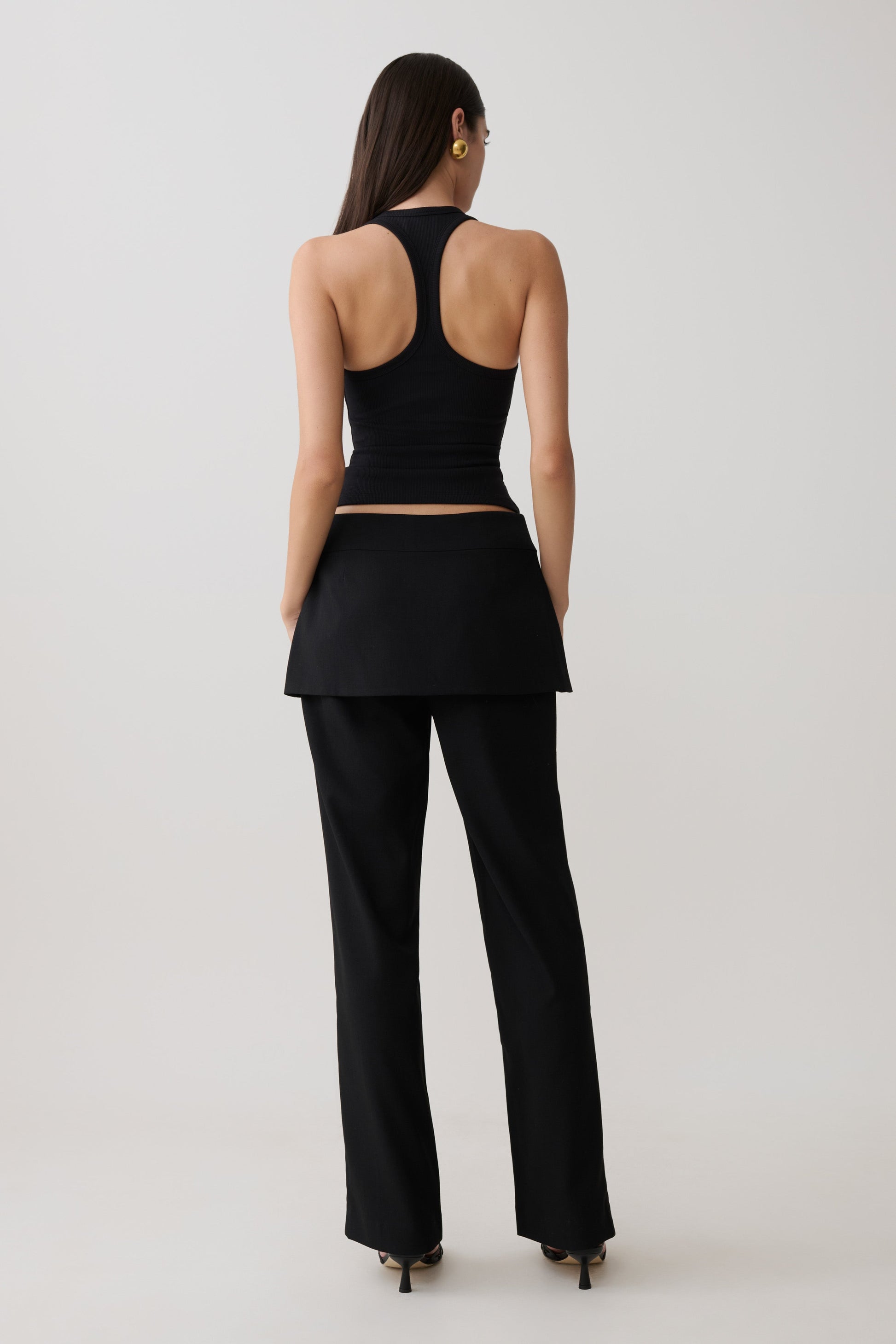 Daisy Wrap Skirt Straight Leg Pants - Black #2