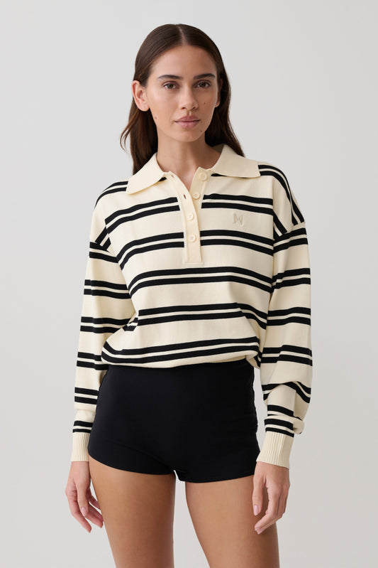 Philly Stripe Long Sleeve Knit Jumper - Ivory/Black
