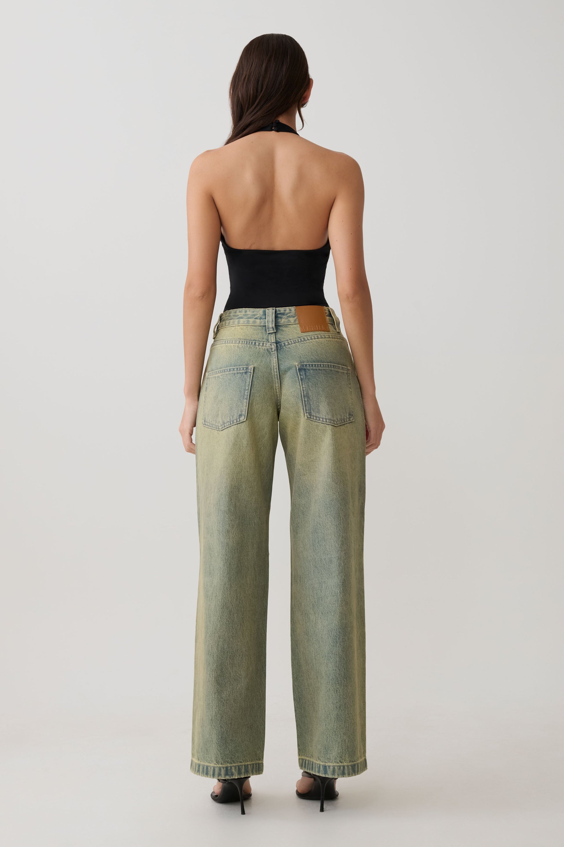 Joey Mid Rise Wide Leg Jeans - Green Wash #2