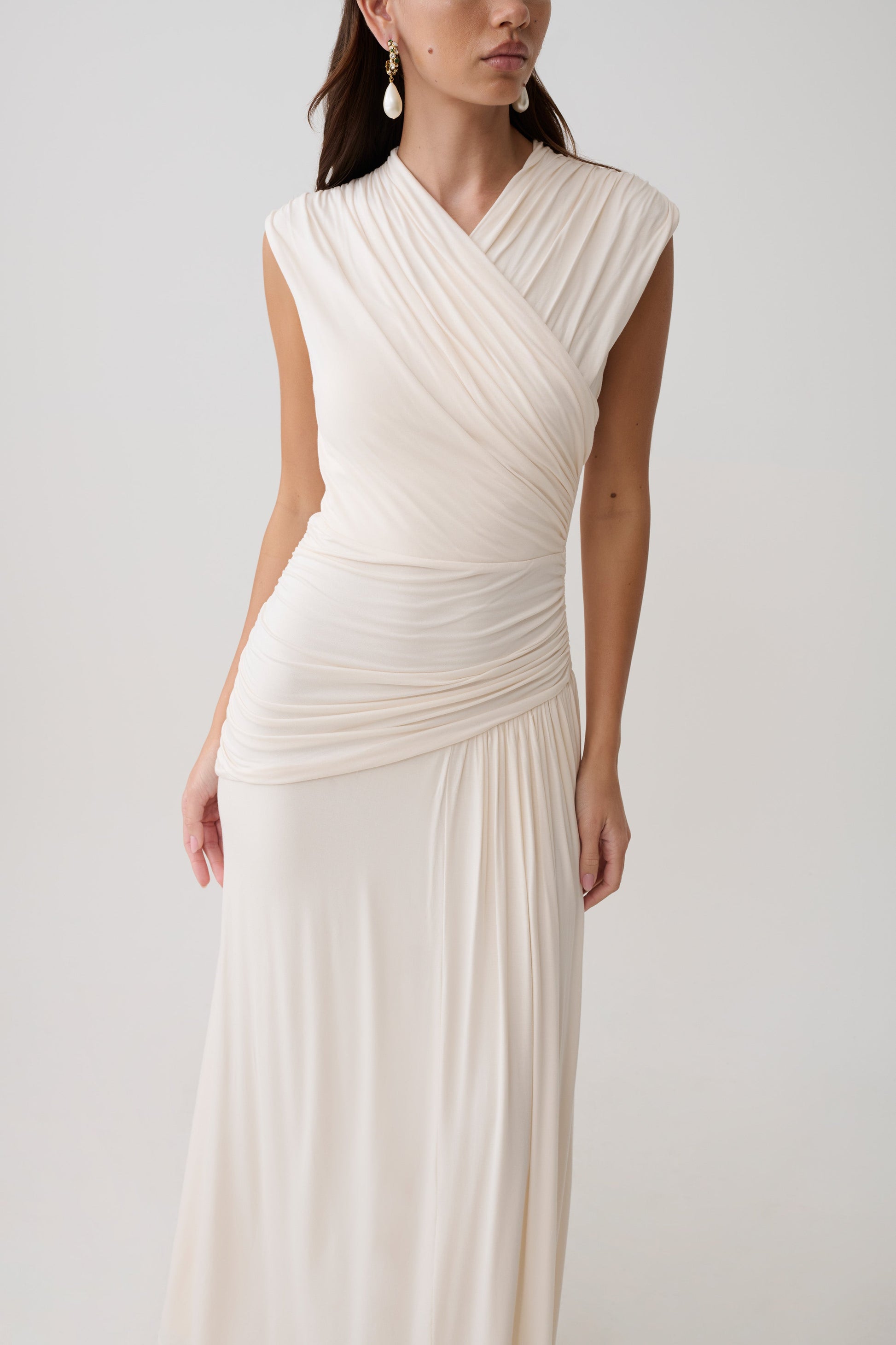 Winslow Cross Over Modal Maxi Dress - Ivory #3