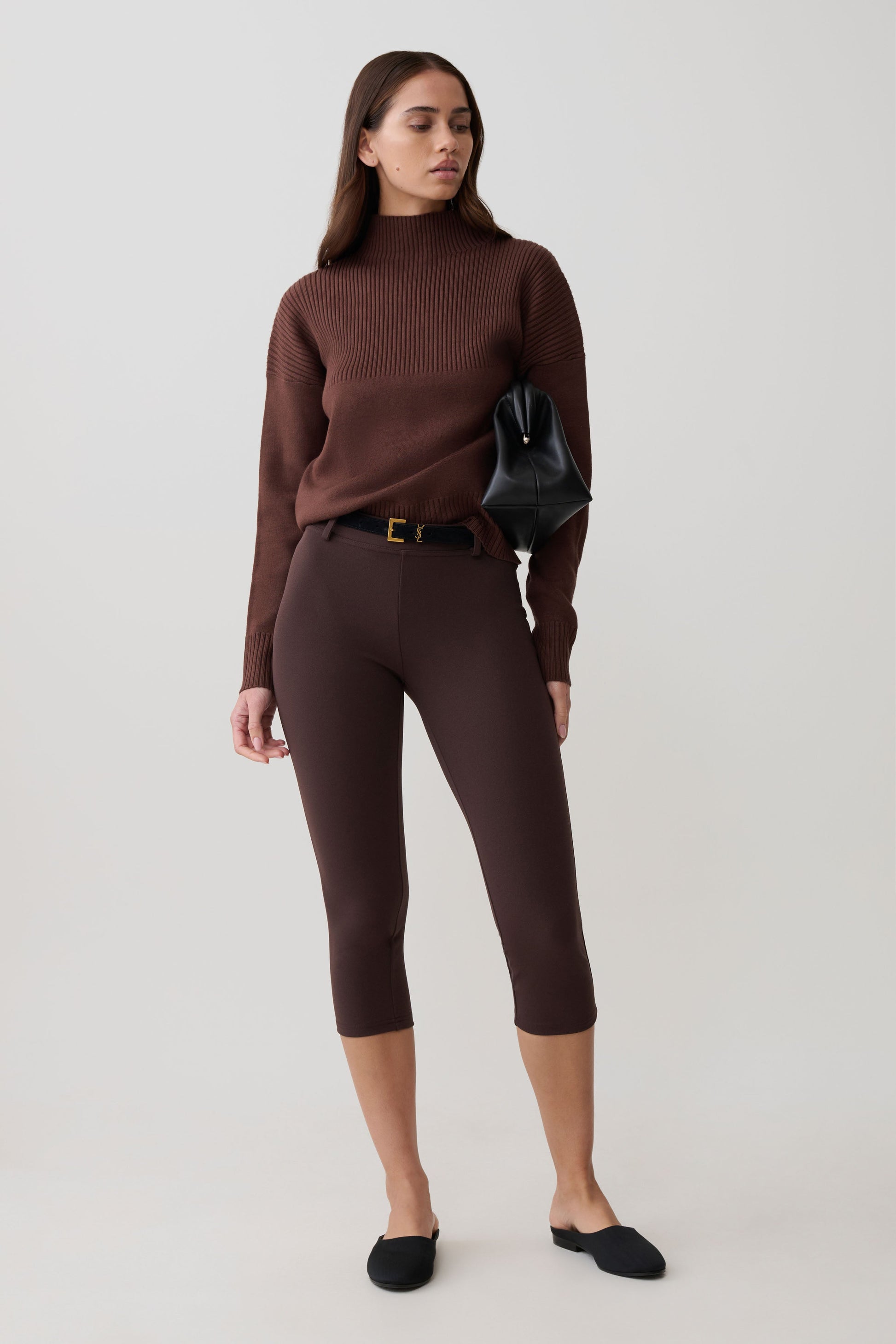 Stanley Ribbed High Neck Jumper - Chocolate #6