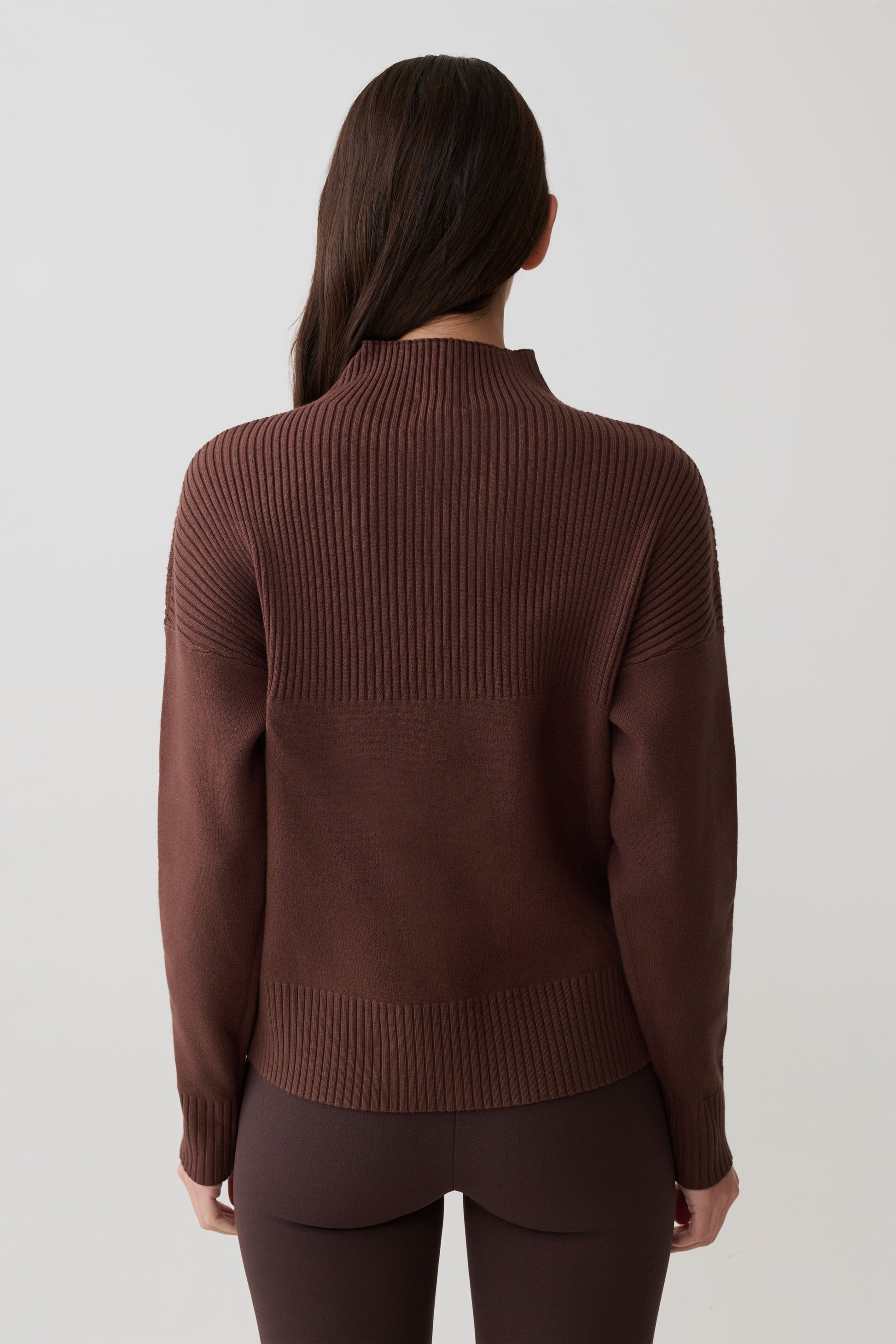 Stanley Ribbed High Neck Jumper - Chocolate #2