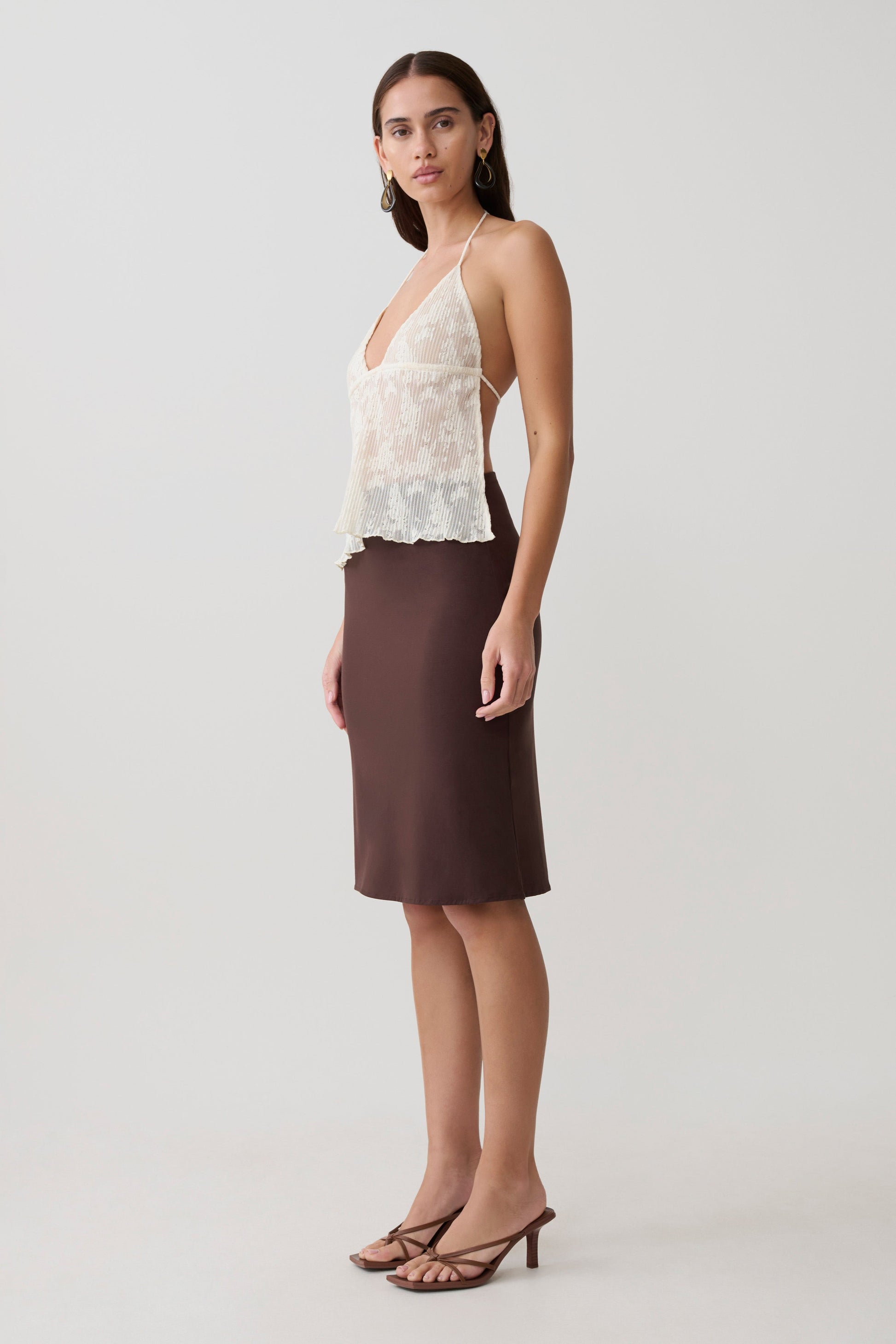 Greer Knee Length Skirt - Espresso #4
