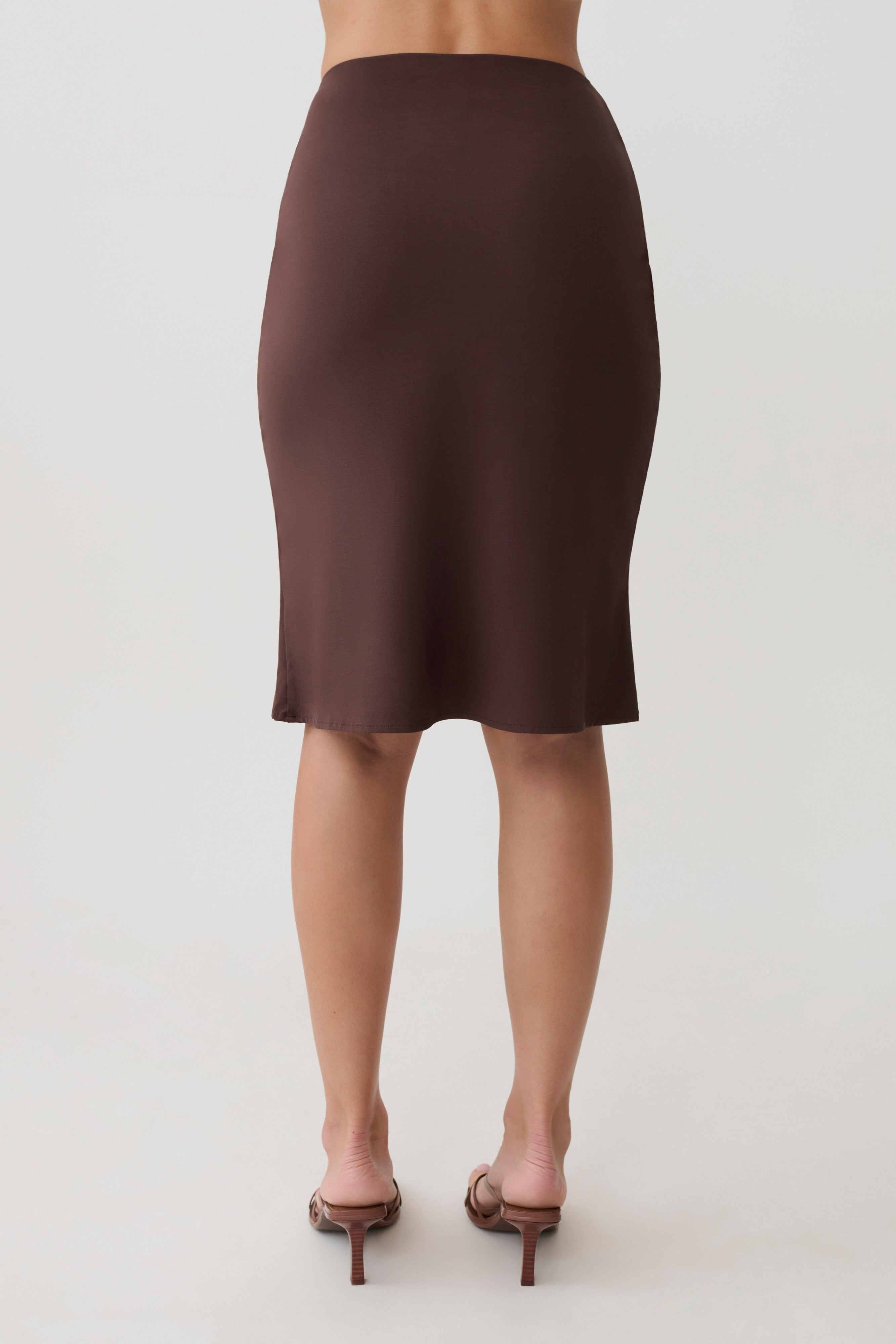Greer Knee Length Skirt - Espresso | MESHKI US