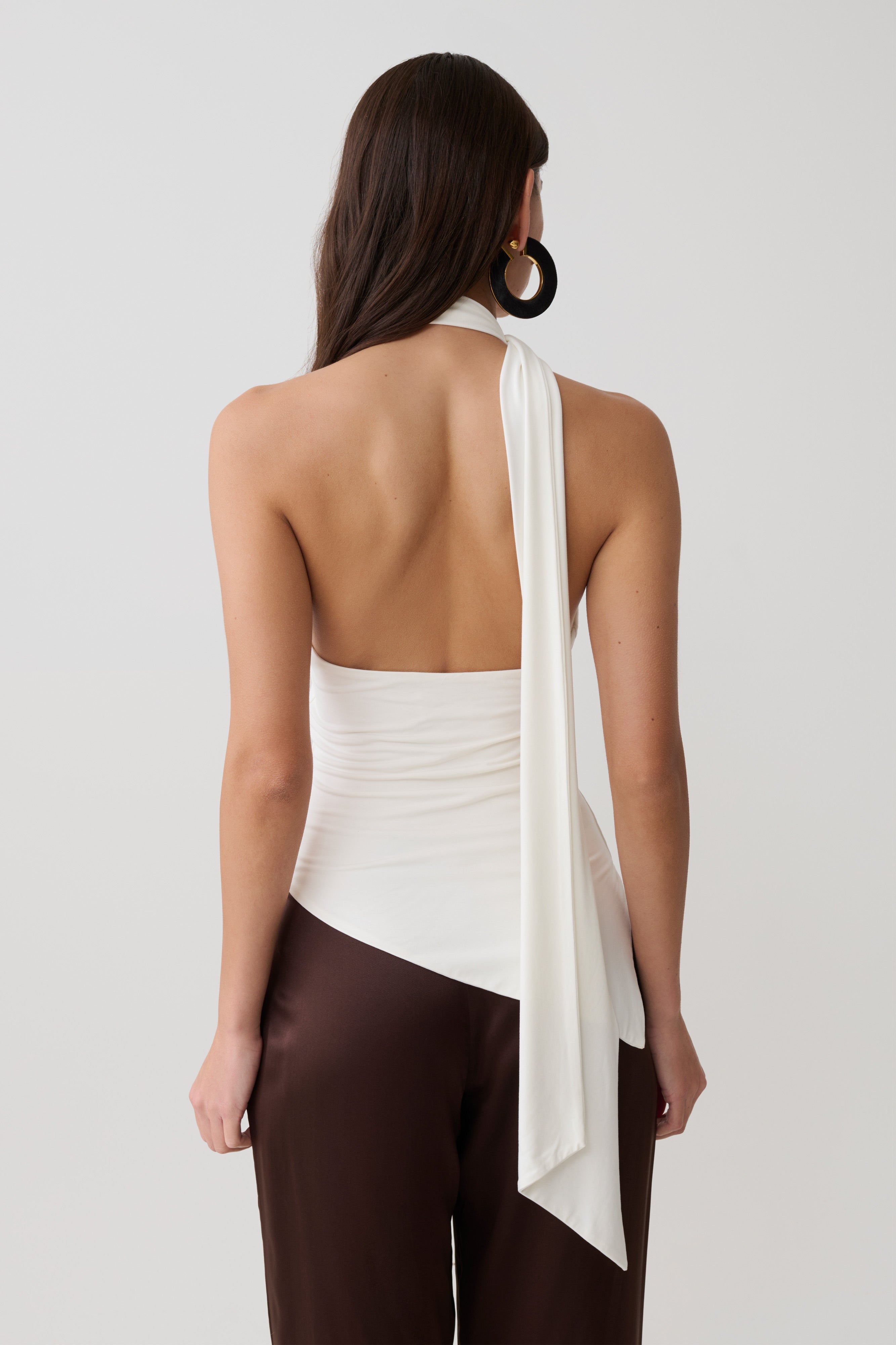 Jemma One Shoulder Tie Top - White | MESHKI US
