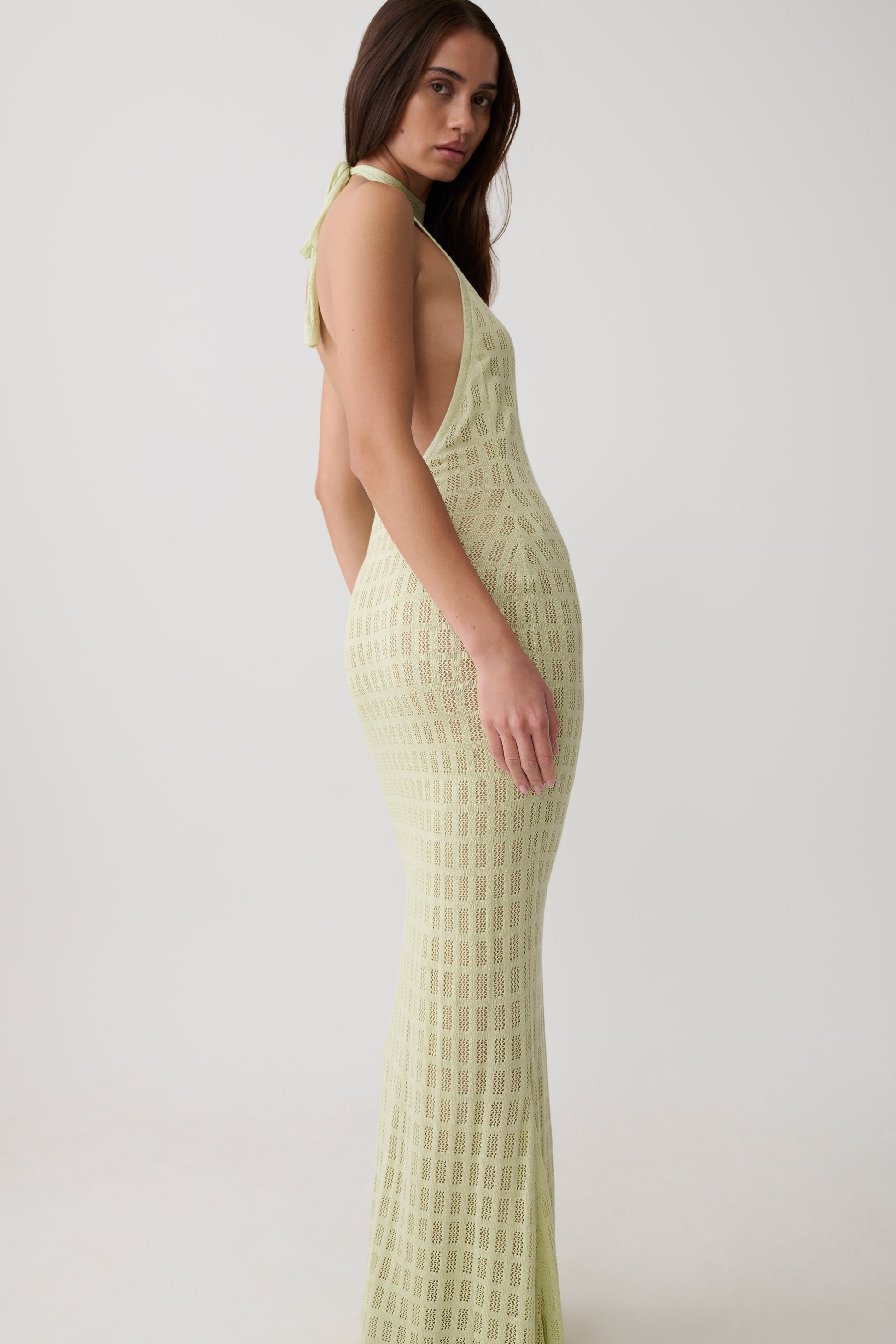 Hayley Halter Knit Maxi Dress / Seafoam | MESHKI