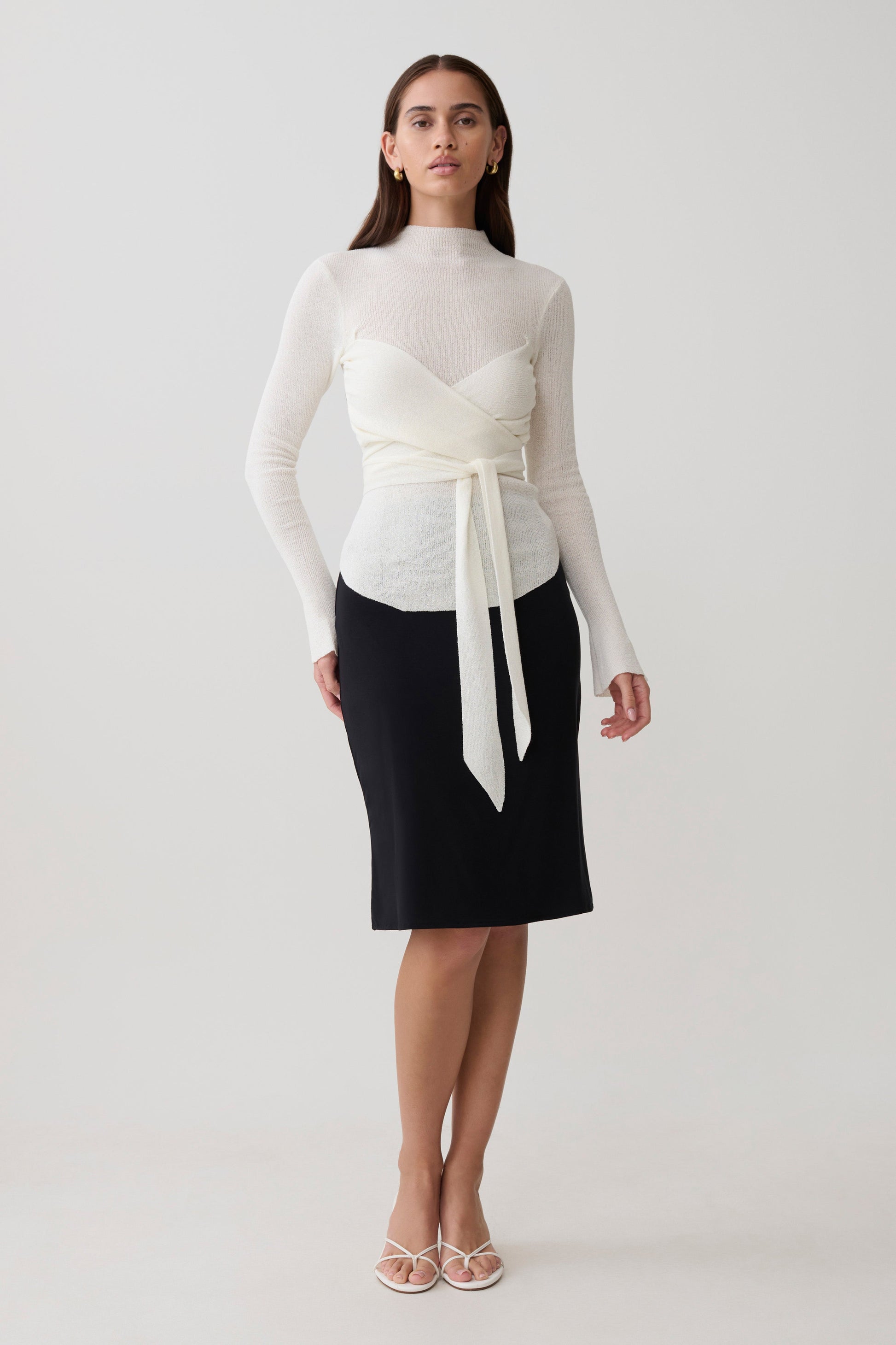 Lawson Wrap Knit Long Sleeve Top - White #7