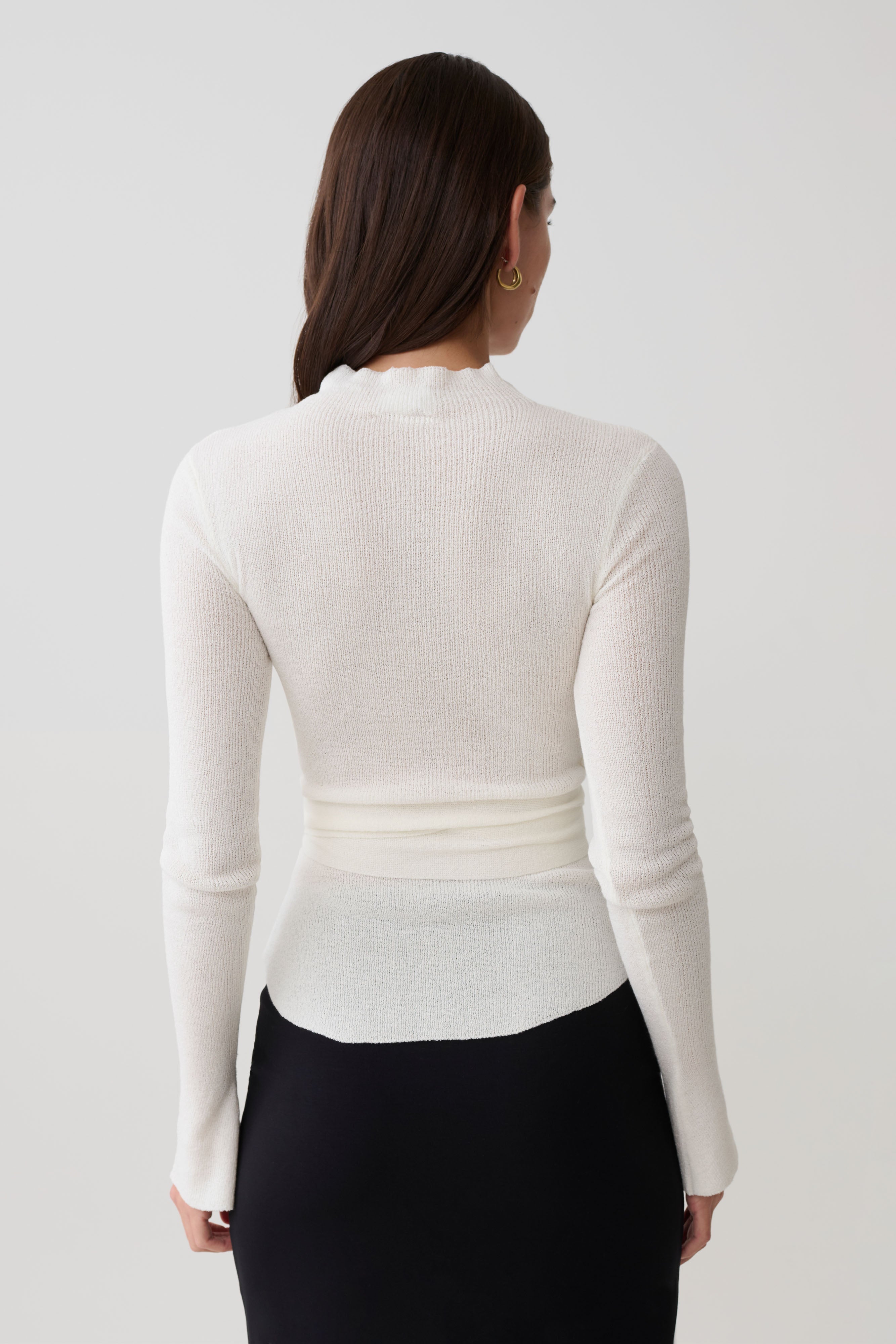 Lawson Wrap Knit Long Sleeve Top - White | MESHKI US