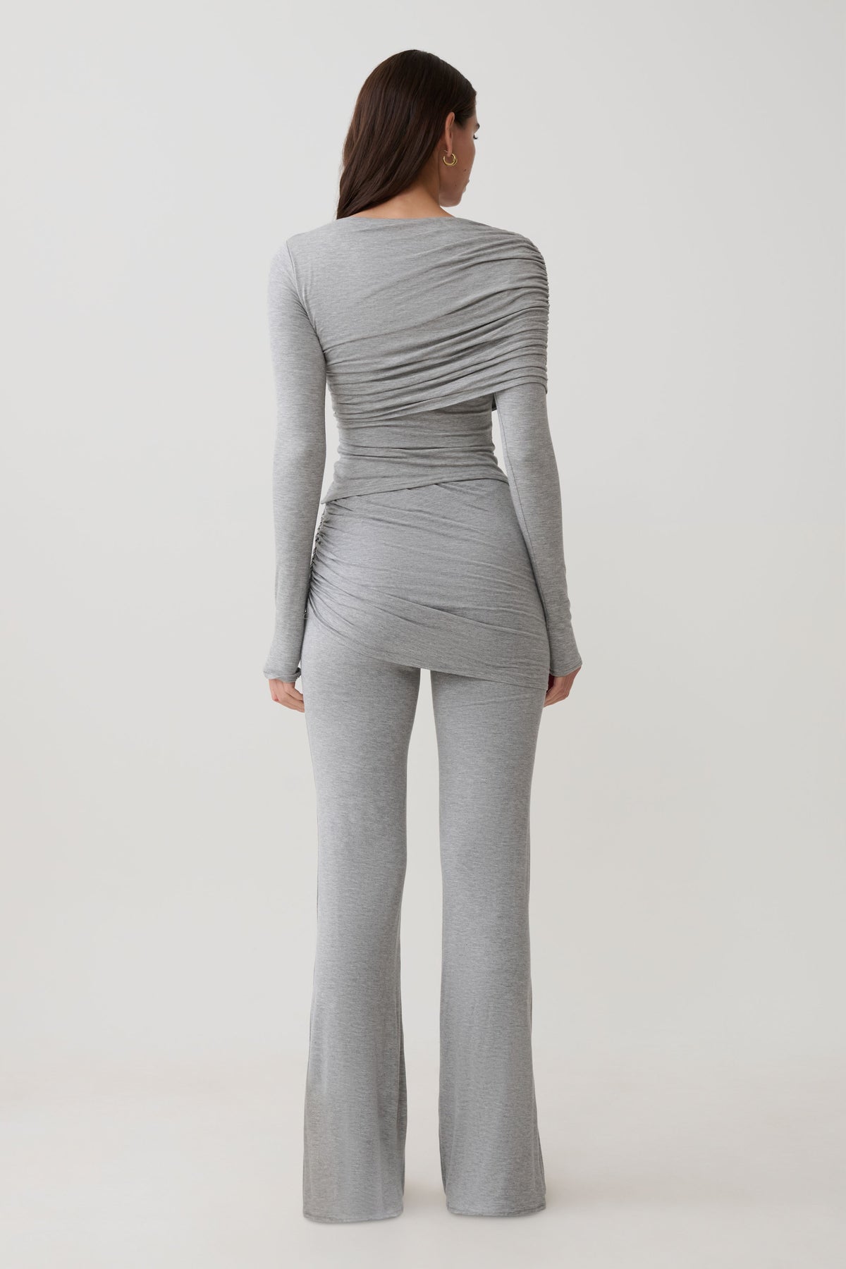 Keaton Modal Long Sleeve Overlay Top - Grey Marle #5