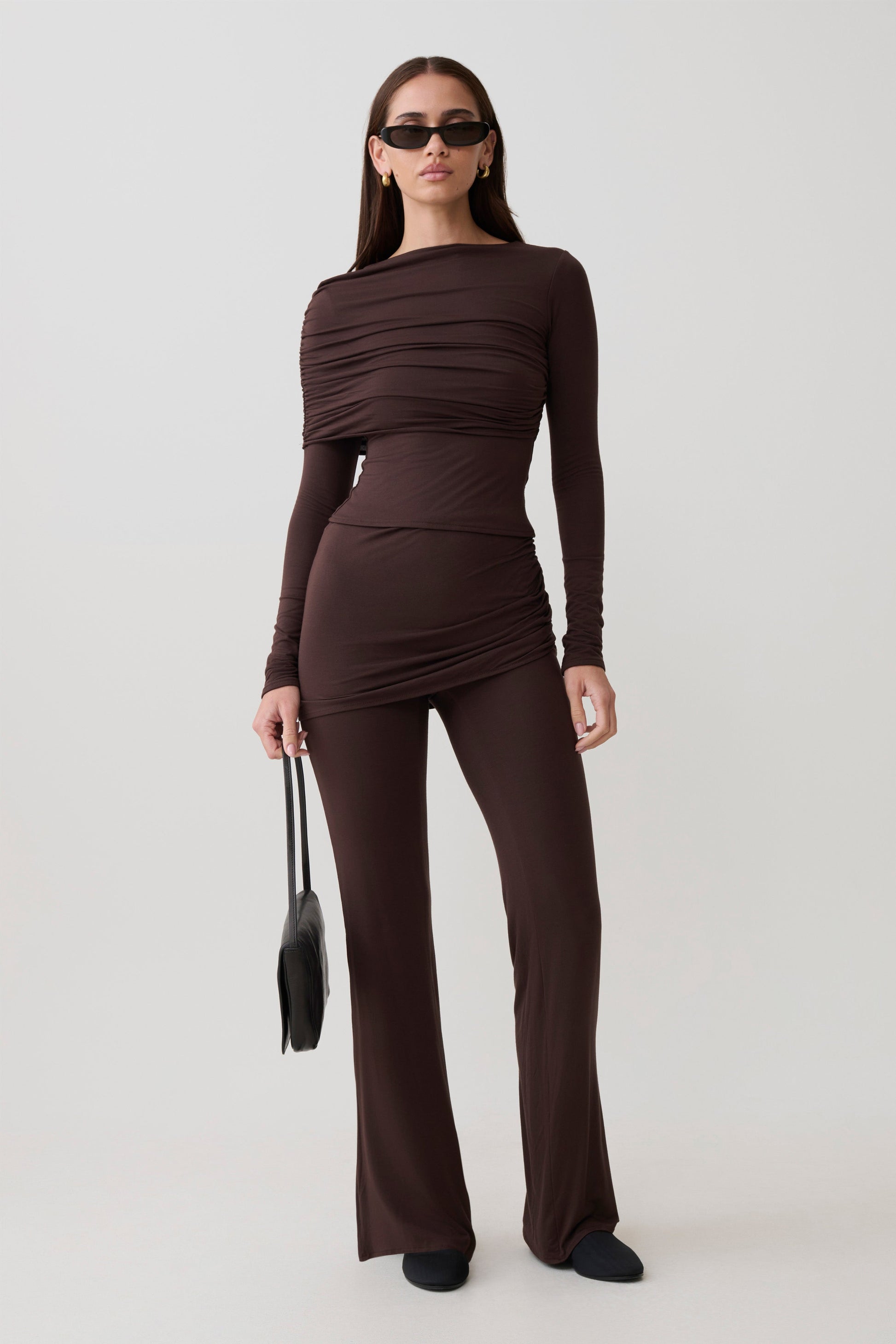 Keaton Modal Long Sleeve Overlay Top - Espresso #6