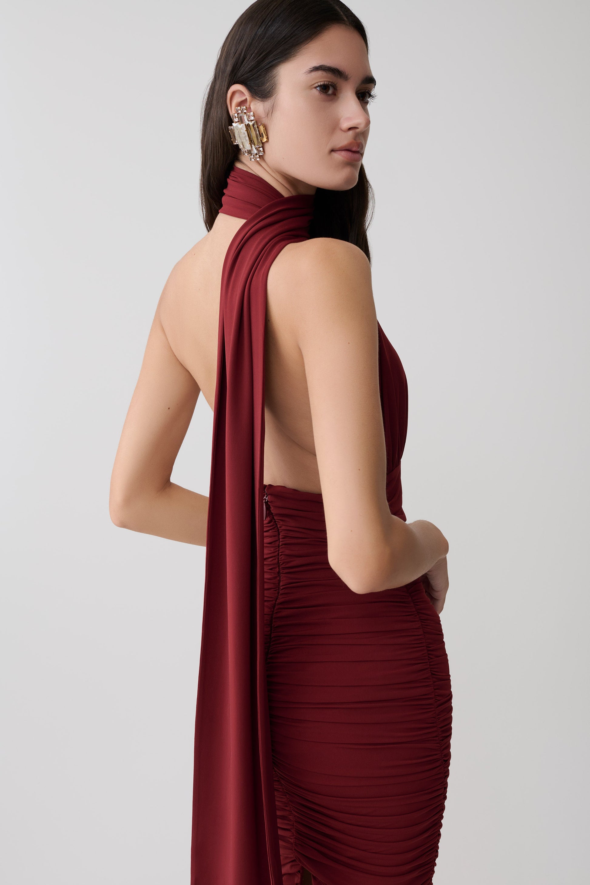 Giannie Draped Midi Dress - Merlot Giannie Draped Midi Dress - Merlot