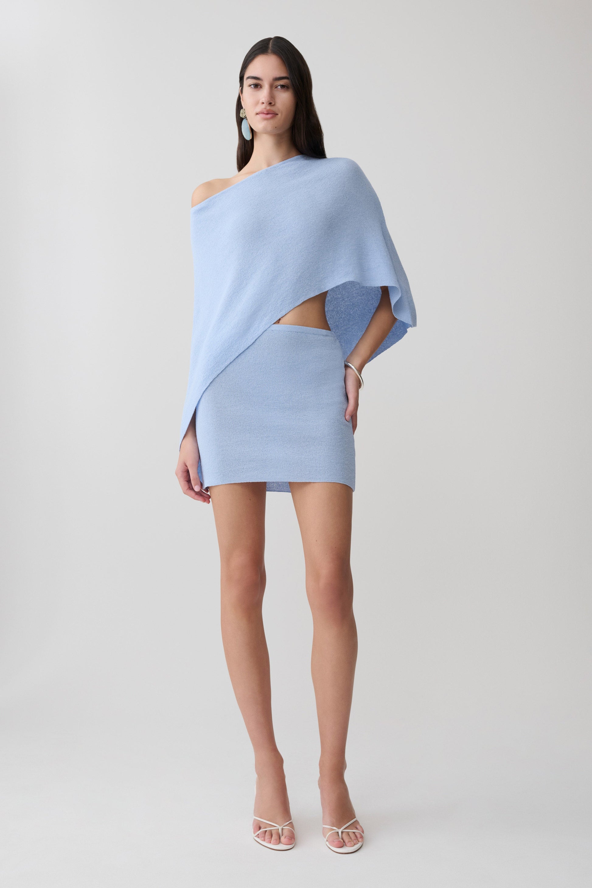 Loura Mid Rise Knit Mini Skirt - Cornflower Blue #3
